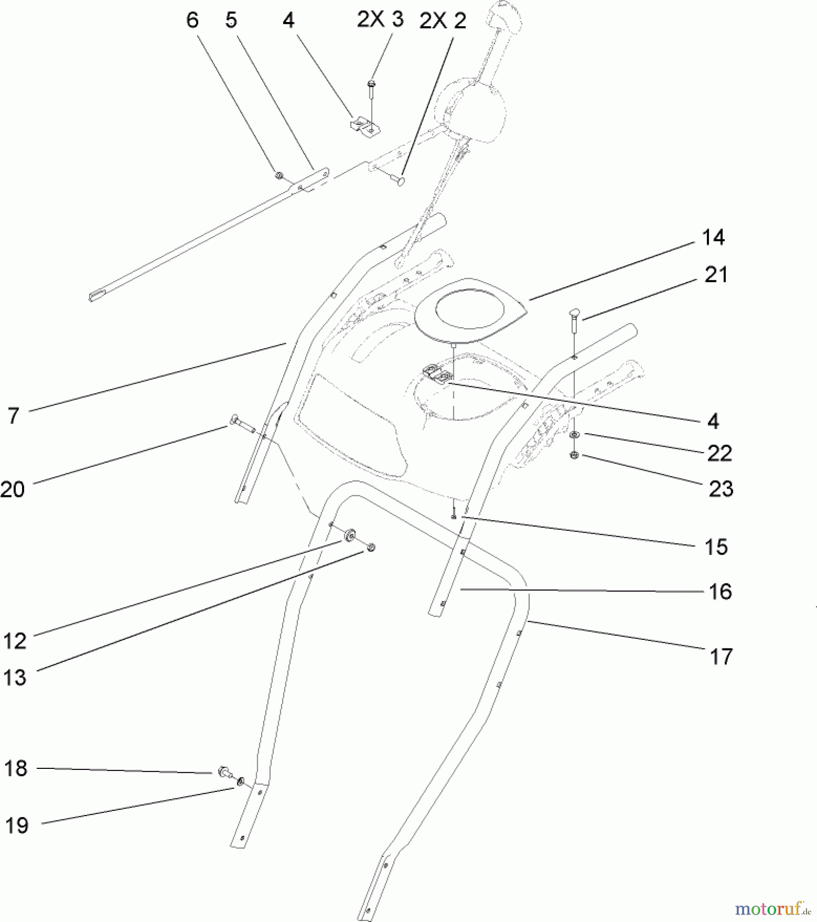  Toro Neu Snow Blowers/Snow Throwers Seite 2 38610 (726 TE) - Toro Power Max 726 TE Snowthrower, 2004 (240000001-240999999) HANDLE AND CONTROL ASSEMBLY NO. 2
