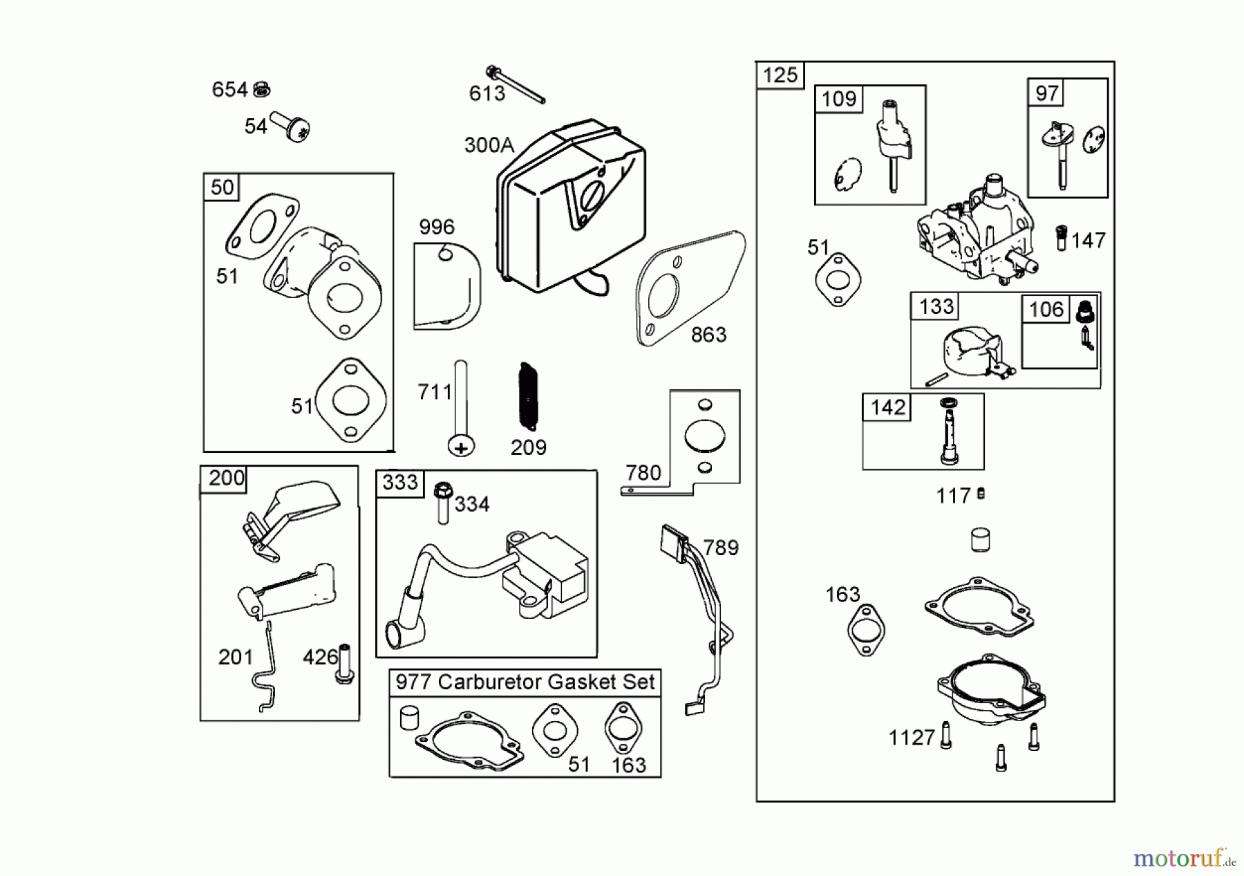  Toro Neu Snow Blowers/Snow Throwers Seite 2 38610 (726 TE) - Toro Power Max 726 TE Snowthrower, 2005 (250000001-250010000) INTAKE MANIFOLD, CARBURETOR, AND MUFFLER ASSEMBLIES BRIGGS AND STRATTON 084333-0197-E1
