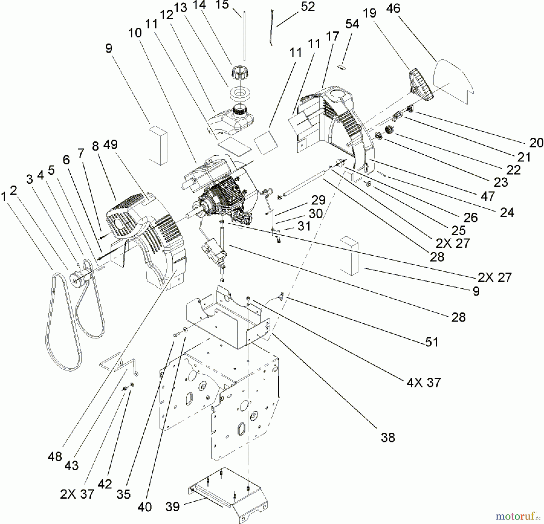  Toro Neu Snow Blowers/Snow Throwers Seite 2 38611 (726 TE) - Toro Power Max 726 TE Snowthrower, 2005 (250000001-250999999) 2 CYCLE ENGINE AND FRAME ASSEMBLY
