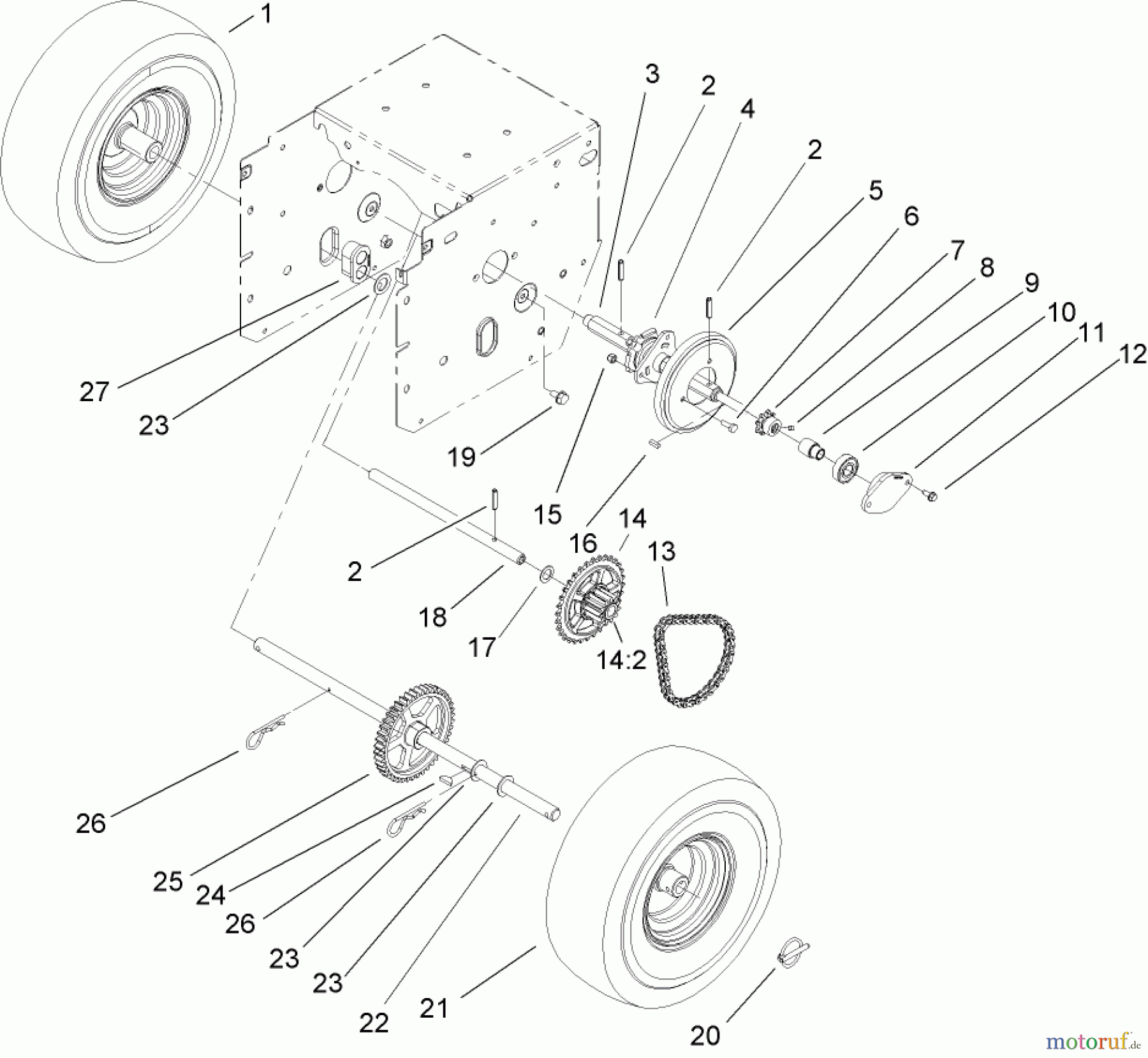  Toro Neu Snow Blowers/Snow Throwers Seite 2 38611 (726 TE) - Toro Power Max 726 TE Snowthrower, 2005 (250000001-250999999) CHAIN DRIVE ASSEMBLY