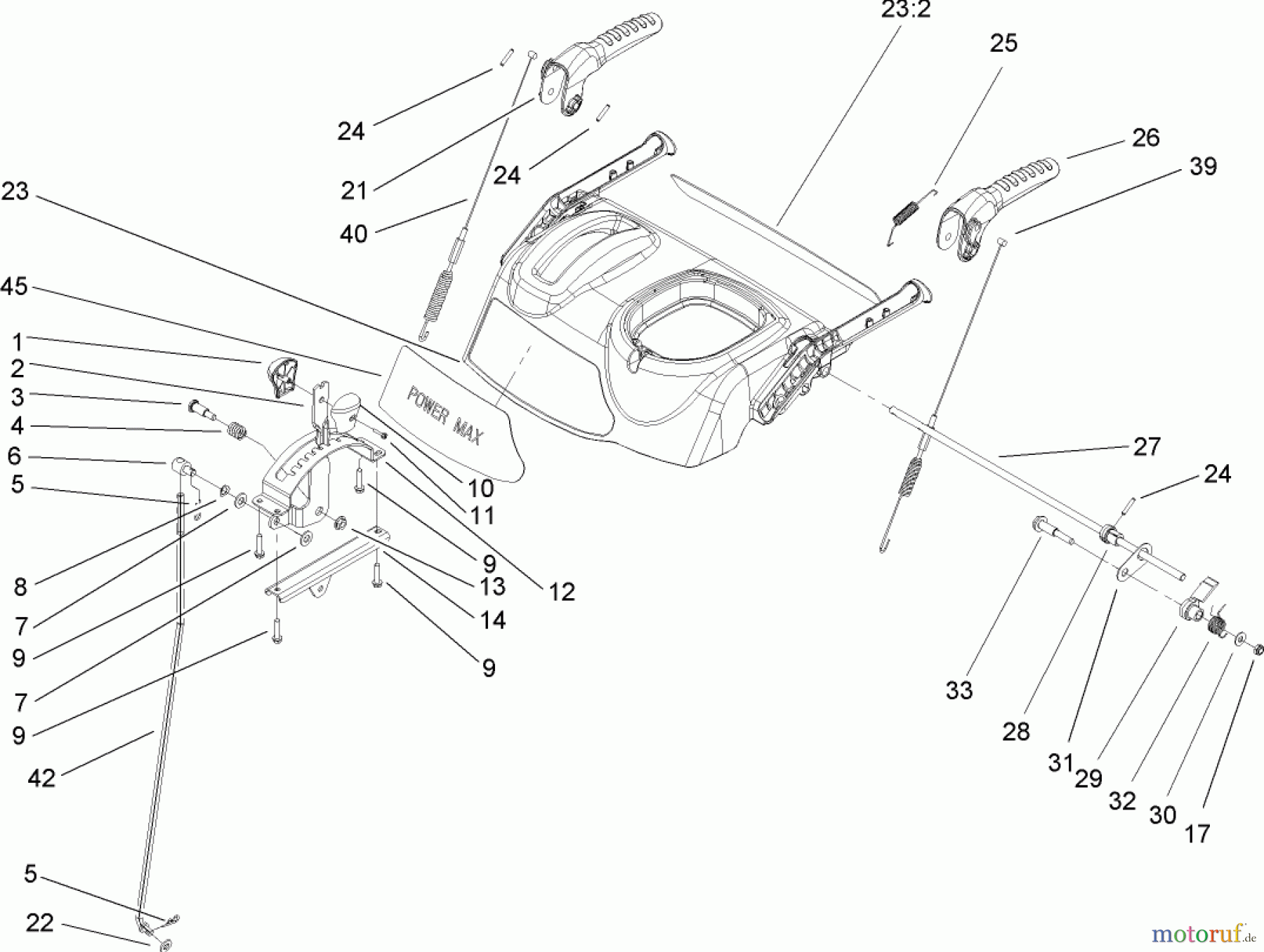  Toro Neu Snow Blowers/Snow Throwers Seite 2 38611 (726 TE) - Toro Power Max 726 TE Snowthrower, 2005 (250000001-250999999) HANDLE CONTROL ASSEMBLY