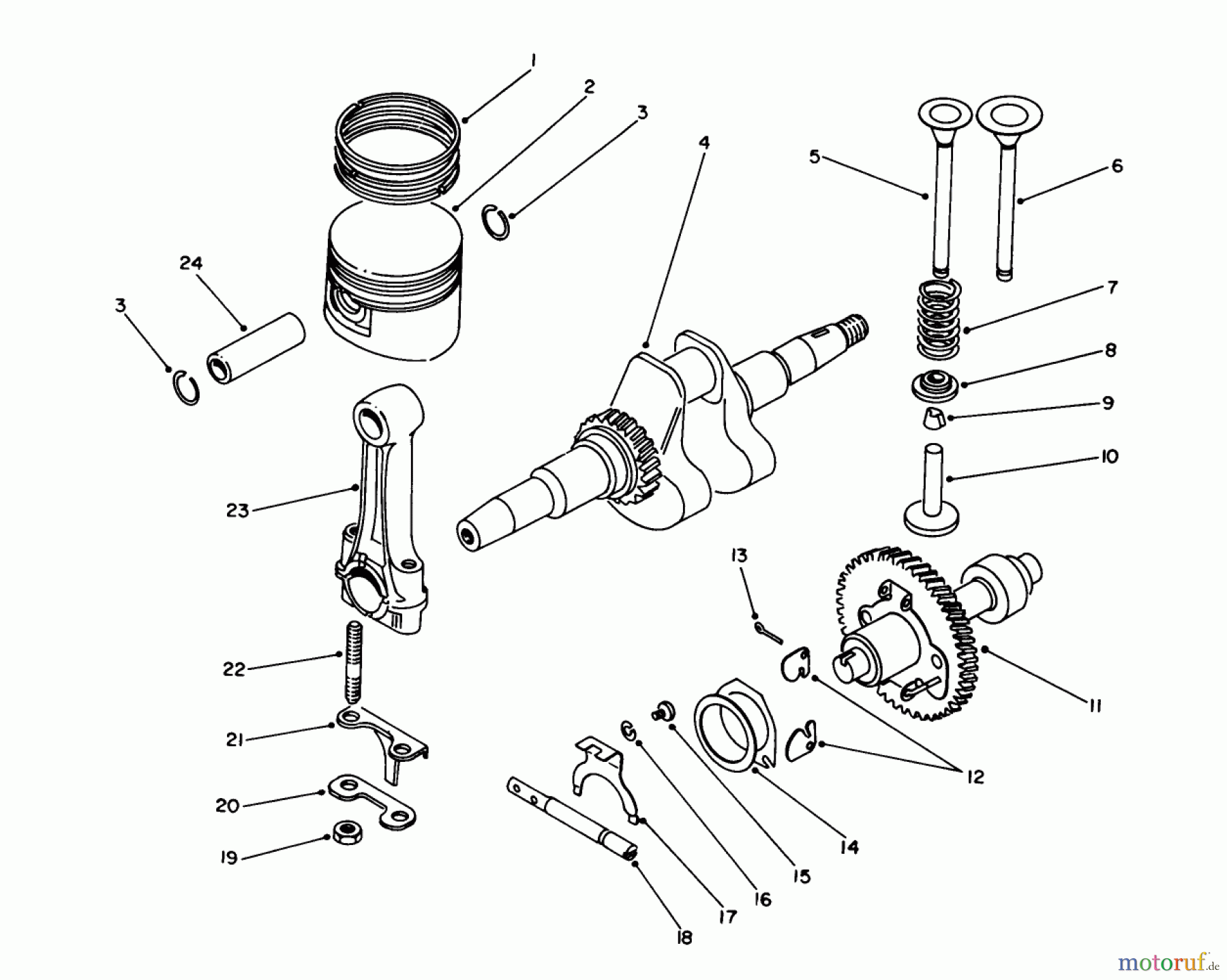  Toro Neu Generators 62012 (T1200) - Toro Generator, T1200, 1984 (4000001-4999999) CRANKSHAFT & CAMSHAFT ASSEMBLY