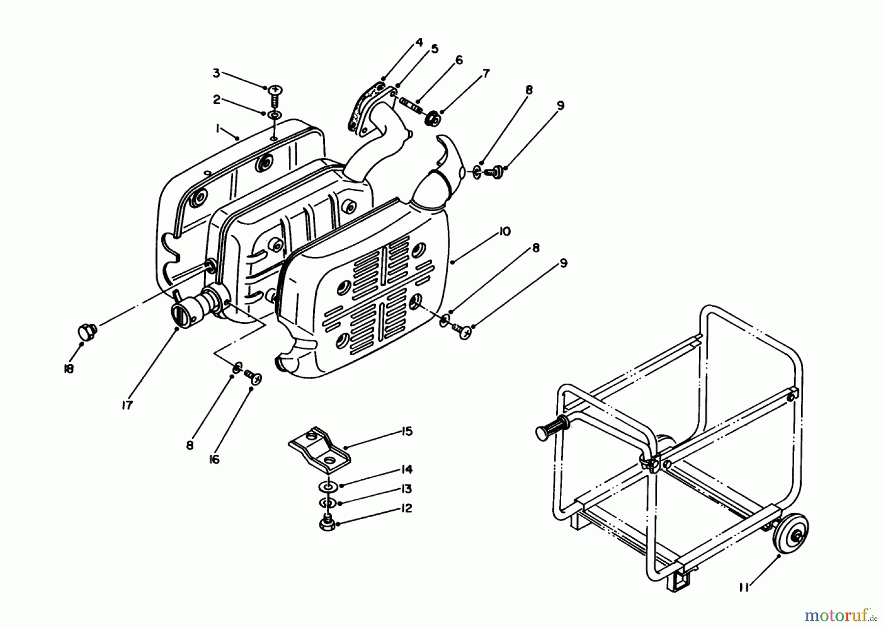  Toro Neu Generators 62012 (T1200) - Toro Generator, T1200, 1983 (3000001-3999999) MUFFLER-EXHAUST ASSEMBLY