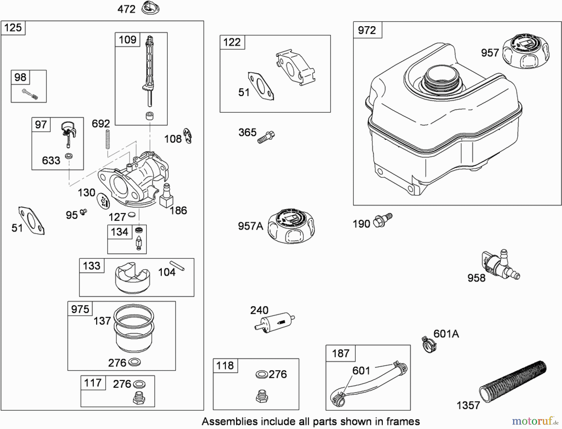  Toro Neu Snow Blowers/Snow Throwers Seite 2 38624 (826 OE) - Toro Power Max 826 OE Snowthrower, 2009 (290000001-290999999) CARBURETOR AND FUEL TANK ASSEMBLY BRIGGS AND STRATTON 15D104-0113-E8