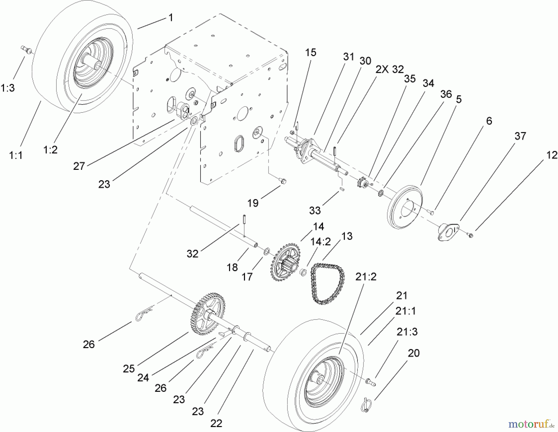  Toro Neu Snow Blowers/Snow Throwers Seite 2 38629 (826 OE) - Toro Power Max 826 OE Snowthrower, 2008 (280000001-280999999) CHAIN DRIVE ASSEMBLY