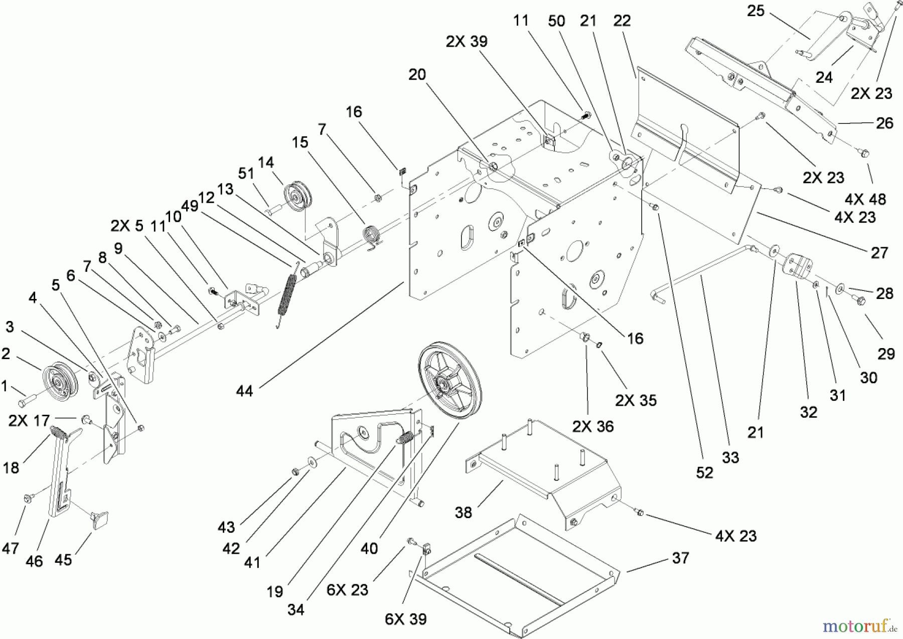  Toro Neu Snow Blowers/Snow Throwers Seite 2 38629C (826 OE) - Toro Power Max 826 OE Snowthrower, 2009 (290000001-290999999) FRAME ASSEMBLY