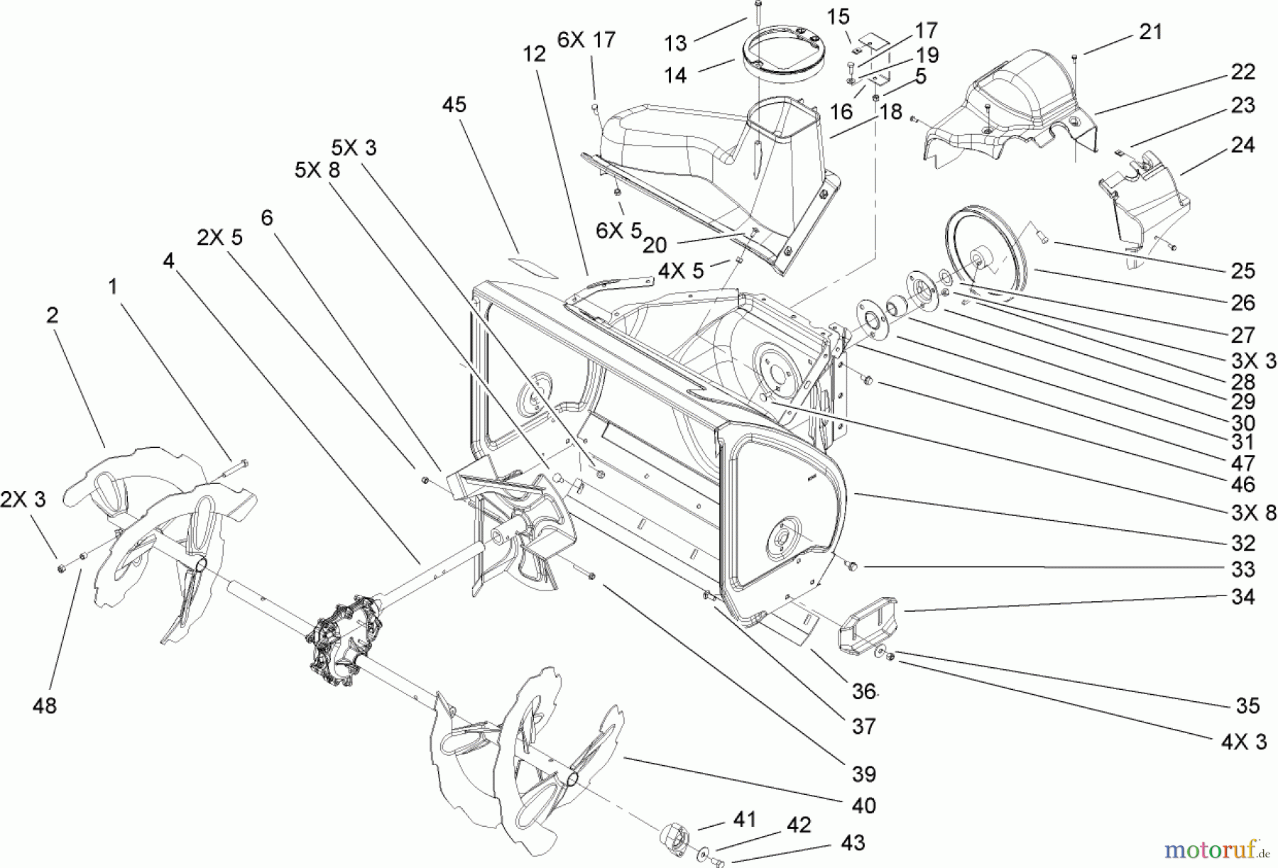  Toro Neu Snow Blowers/Snow Throwers Seite 2 38631 (828 LXE) - Toro Power Max 828 LXE Snowthrower, 2007 (270000001-270999999) AUGER AND HOUSING ASSEMBLY