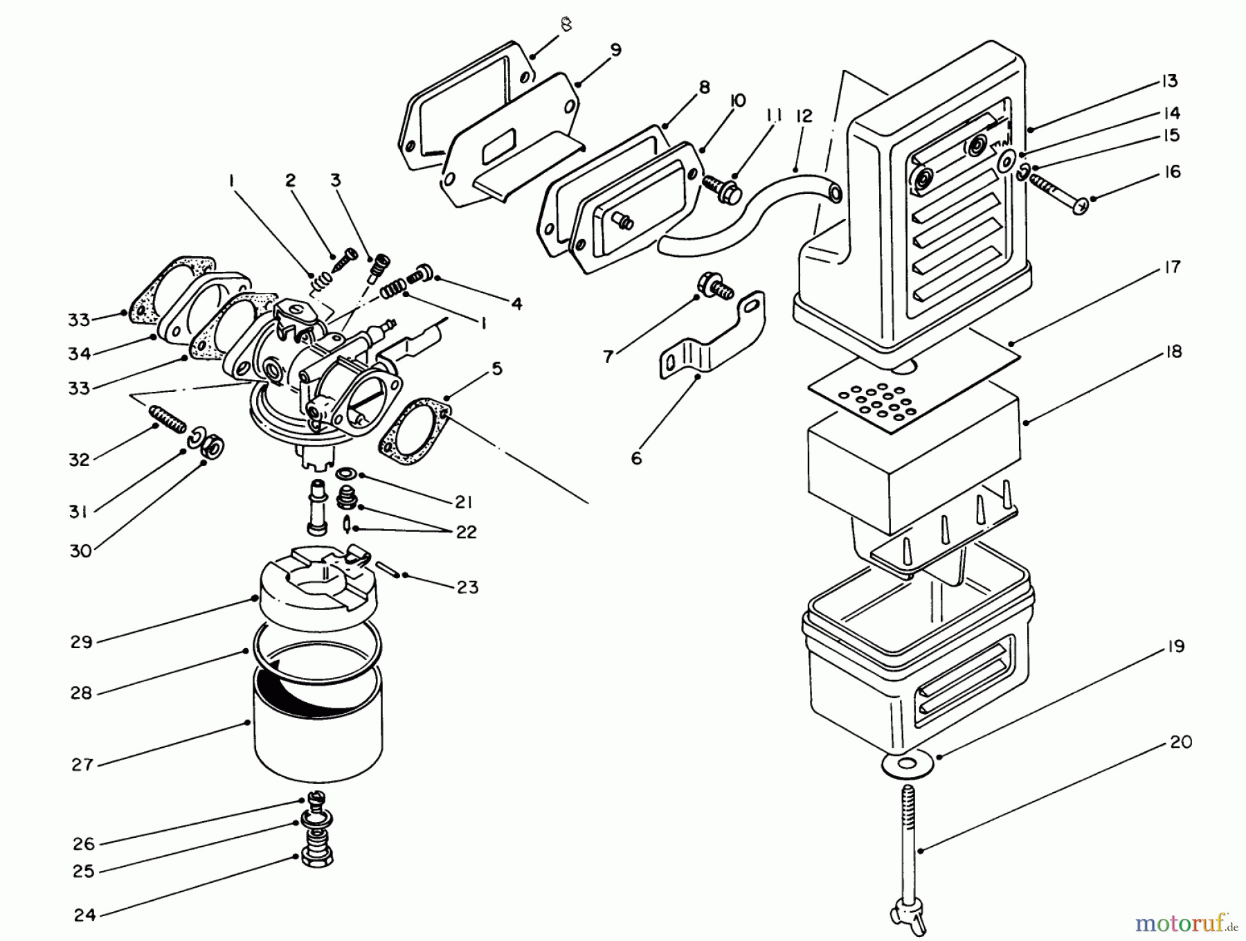  Toro Neu Generators 62018 (T1800) - Toro Generator, T1800, 1984 (4000001-4999999) AIR CLEANER & CARBURETOR ASSEMBLY