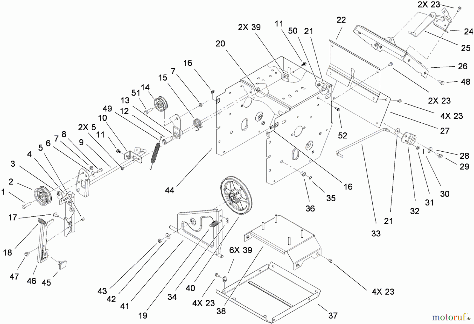 Toro Neu Snow Blowers/Snow Throwers Seite 2 38640 (1028 LXE) - Toro Power Max 1028 LXE Snowthrower, 2009 (290000001-290999999) FRAME ASSEMBLY