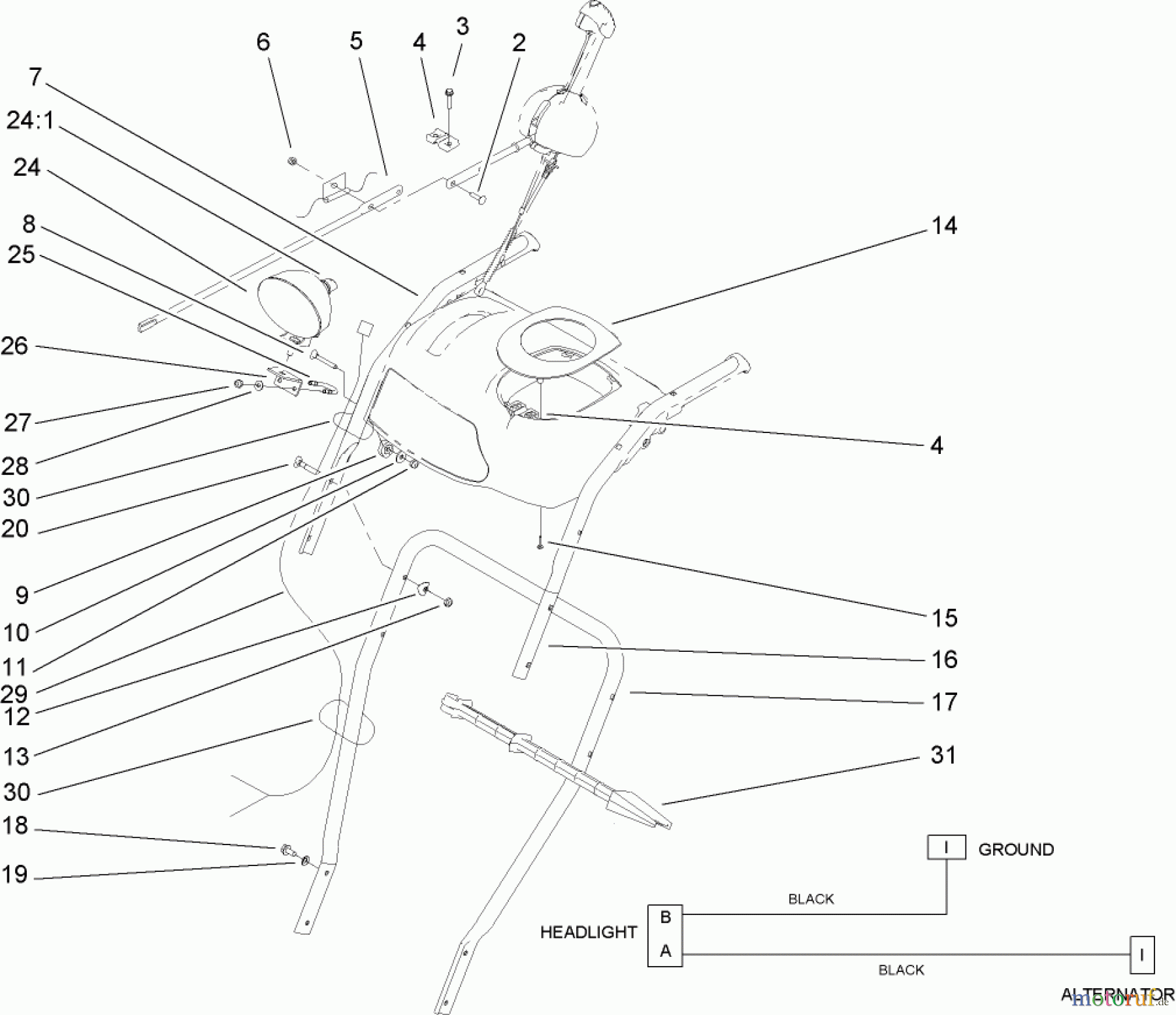  Toro Neu Snow Blowers/Snow Throwers Seite 2 38641 (1028 LXE) - Toro Power Max 1028 LXE Snowthrower, 2007 (270000001-270999999) HANDLE AND CONTROL ASSEMBLY #1