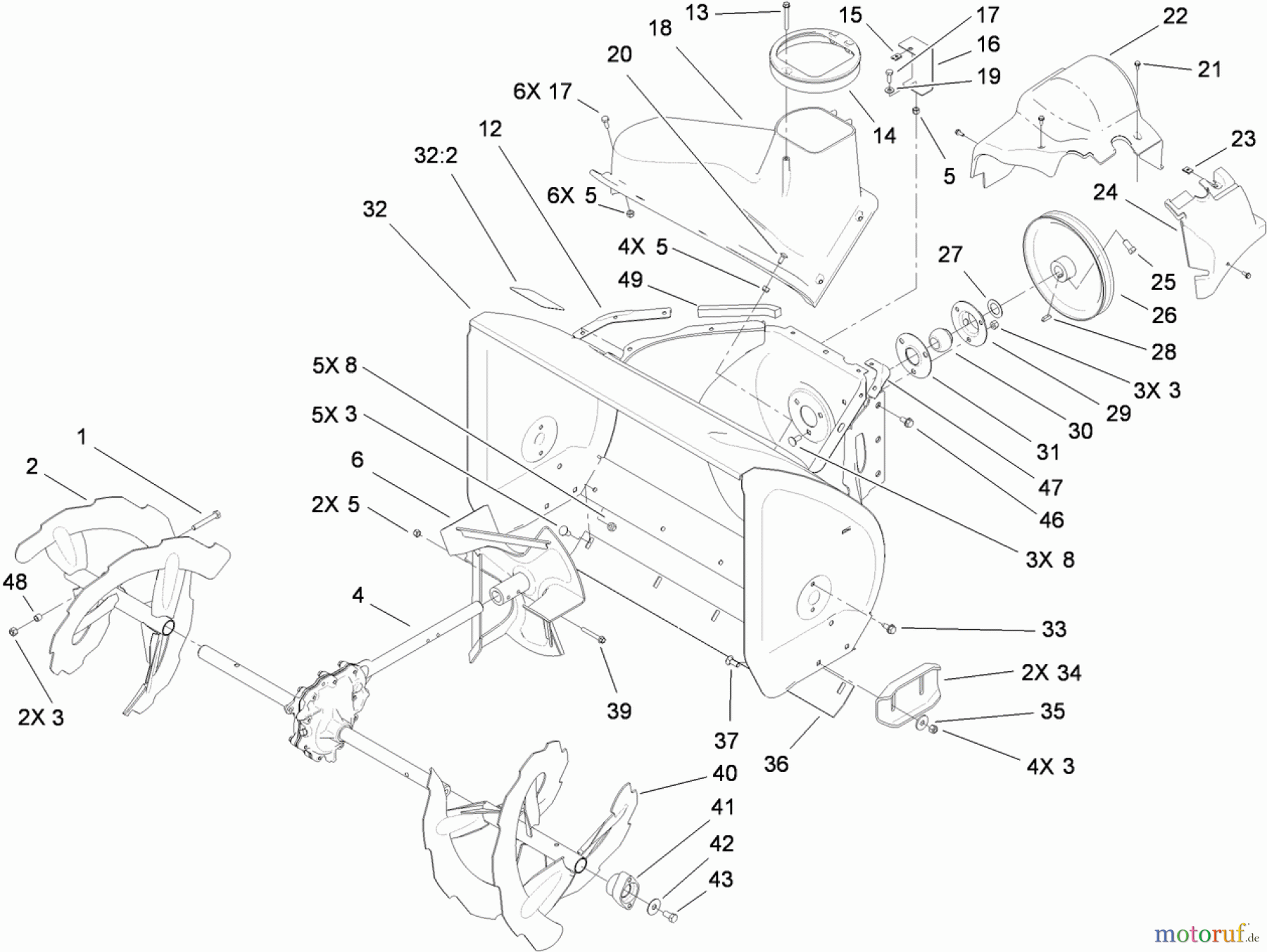  Toro Neu Snow Blowers/Snow Throwers Seite 2 38644 (1028 OXE) - Toro Power Max 1028 OXE Snowthrower, 2011 (311000001-311999999) AUGER AND HOUSING ASSEMBLY