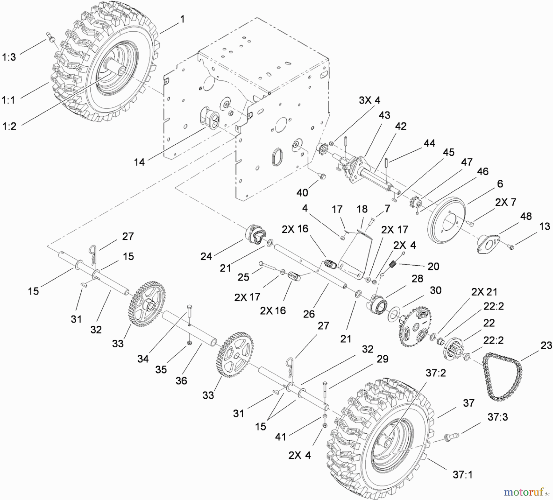  Toro Neu Snow Blowers/Snow Throwers Seite 2 38644 (1028 OXE) - Toro Power Max 1028 OXE Snowthrower, 2011 (311000001-311999999) WHEEL CLUTCH ASSEMBLY