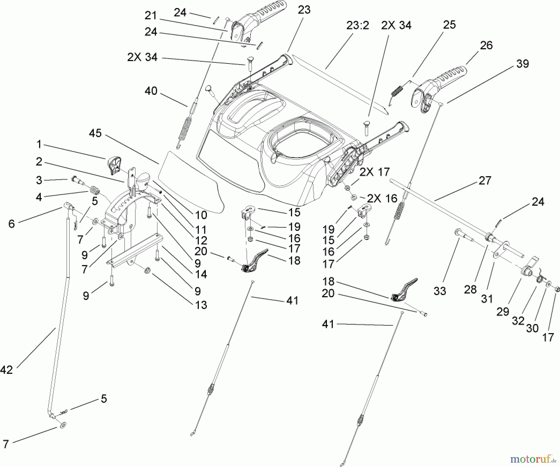  Toro Neu Snow Blowers/Snow Throwers Seite 2 38651 (1128 OXE) - Toro Power Max 1128 OXE Snowthrower, 2008 (280000001-280999999) HANDLE AND CONTROL ASSEMBLY #2