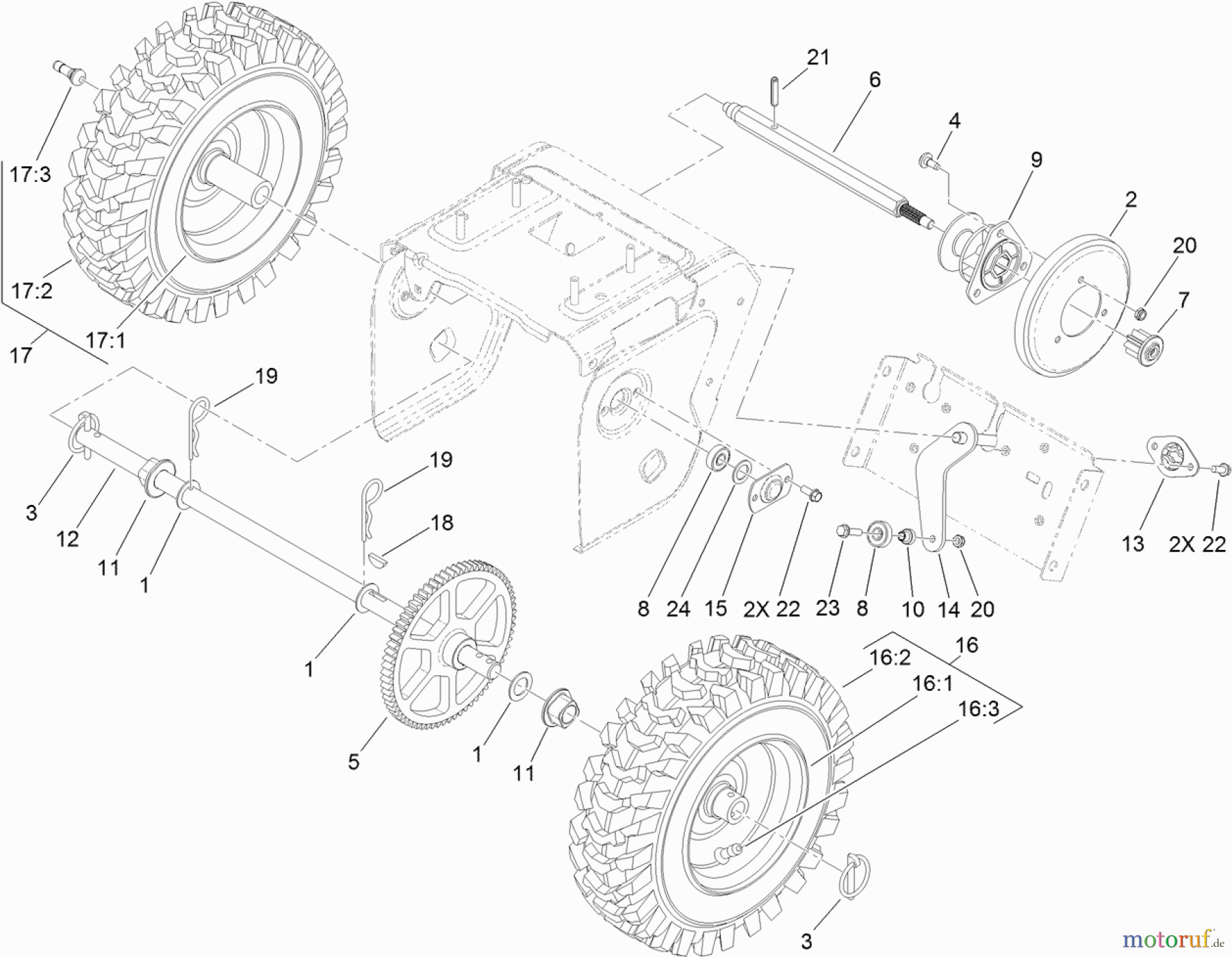  Toro Neu Snow Blowers/Snow Throwers Seite 2 38816 (726 OE) - Toro Power Max 726 OE Snowthrower, 2013 (SN 313000001-313999999) DRIVE ASSEMBLY