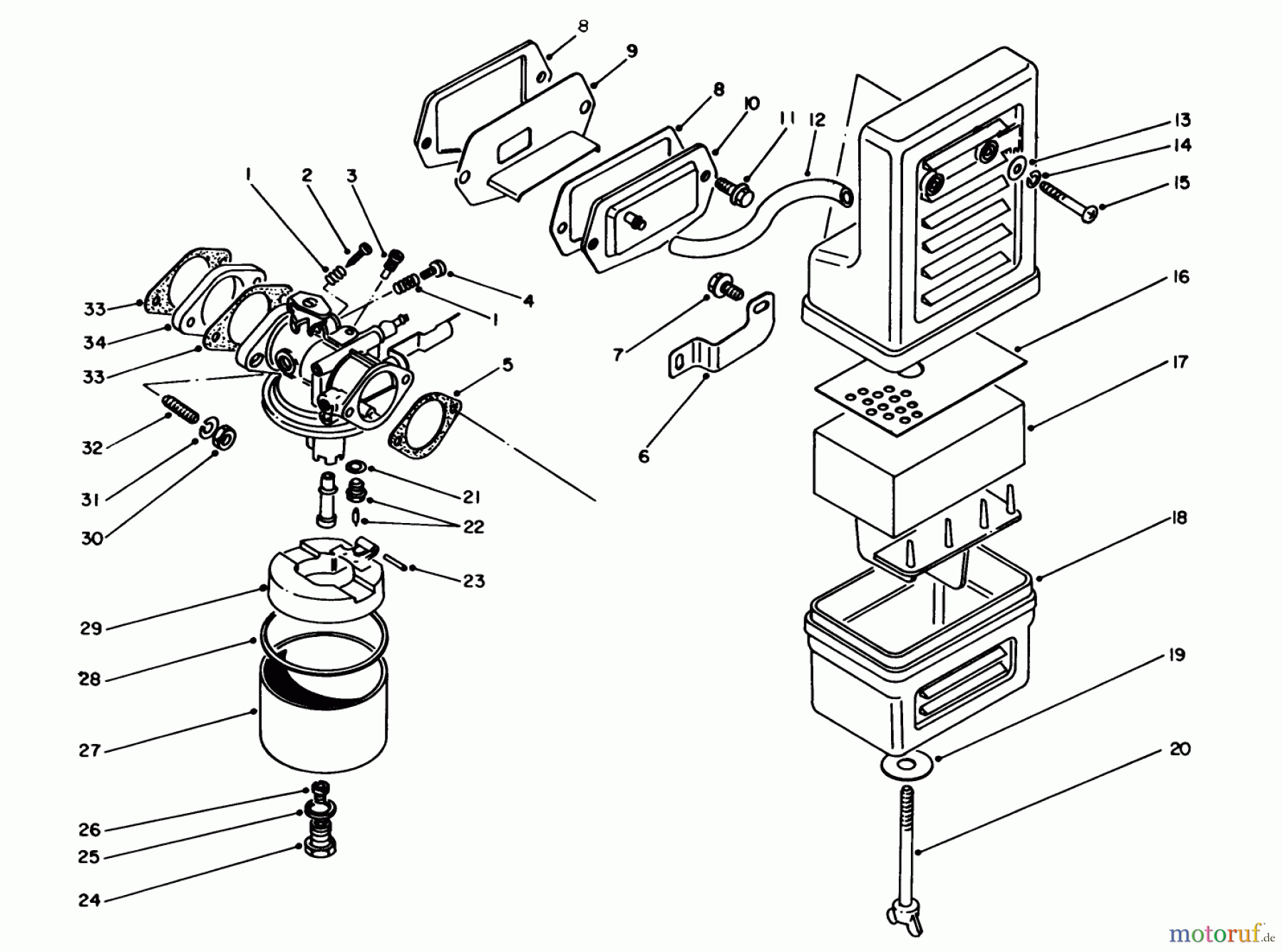  Toro Neu Generators 62027 (T2500D) - Toro Generator, T2500D, 1984 (4000001-4999999) AIR CLEANER & CARBURETOR ASSEMBLY