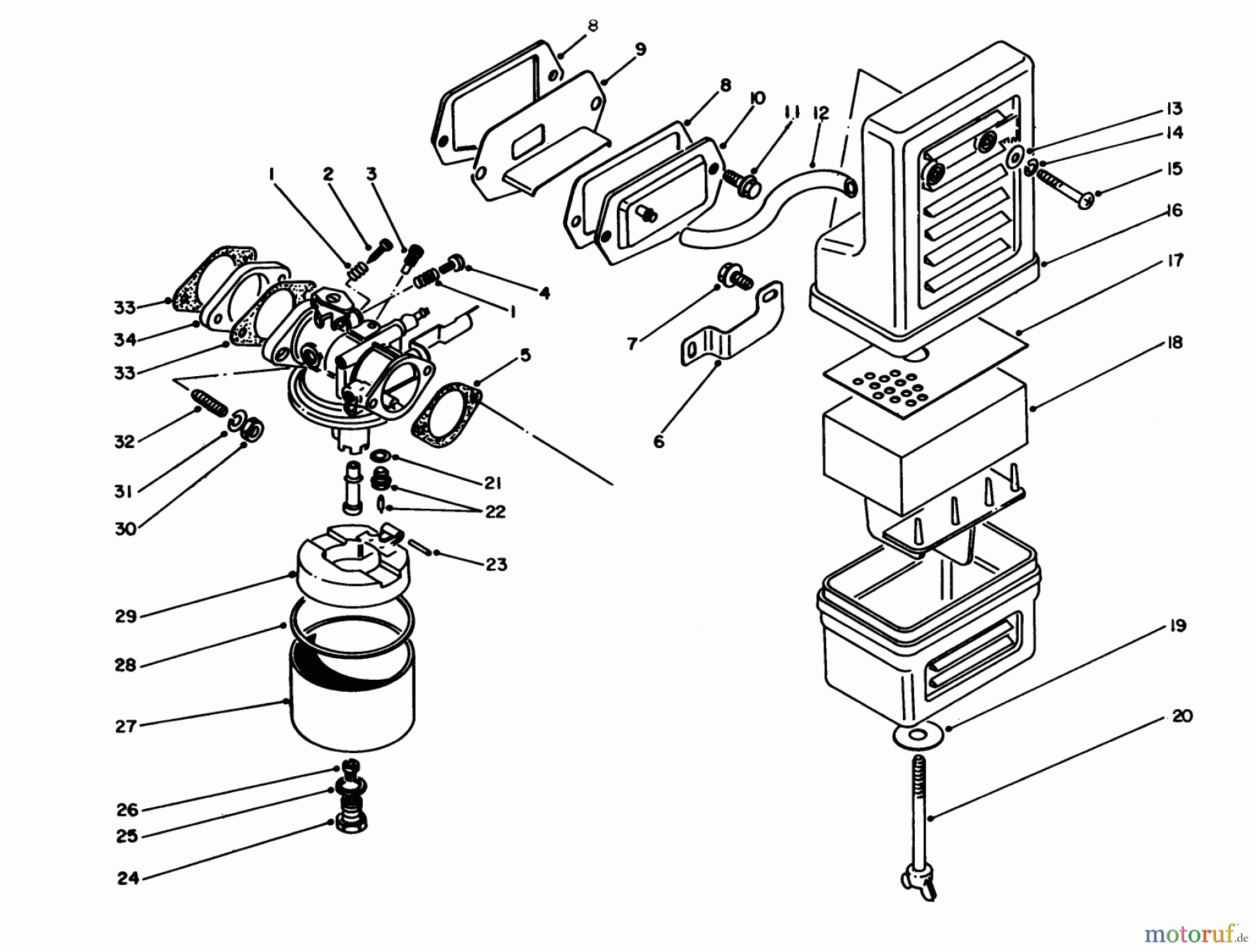  Toro Neu Generators 62030 (T3000) - Toro Generator, T3000, 1983 (3000001-3999999) AIR CLEANER & CARBURETOR ASSEMBLY