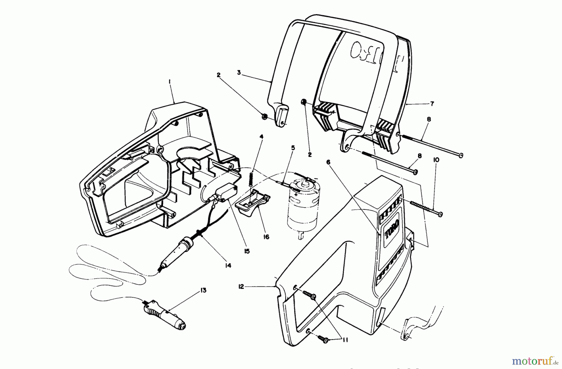 Toro Neu Hedge Trimmers 51780 - Toro Hedge Trimmer w/ Pack, 1991 (1000001-1999999) HANDLE AND SHIELD ASSEMBLY