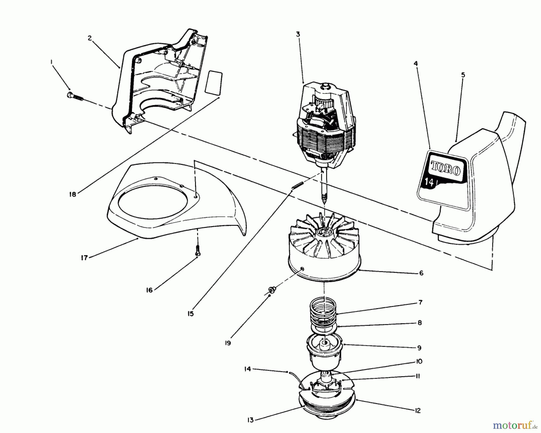 Toro Neu Trimmers, String/Brush 51440C (1410) - Toro 1410 Electric Trimmer, 1989 (9000001-9999999) HOUSING ASSEMBLY