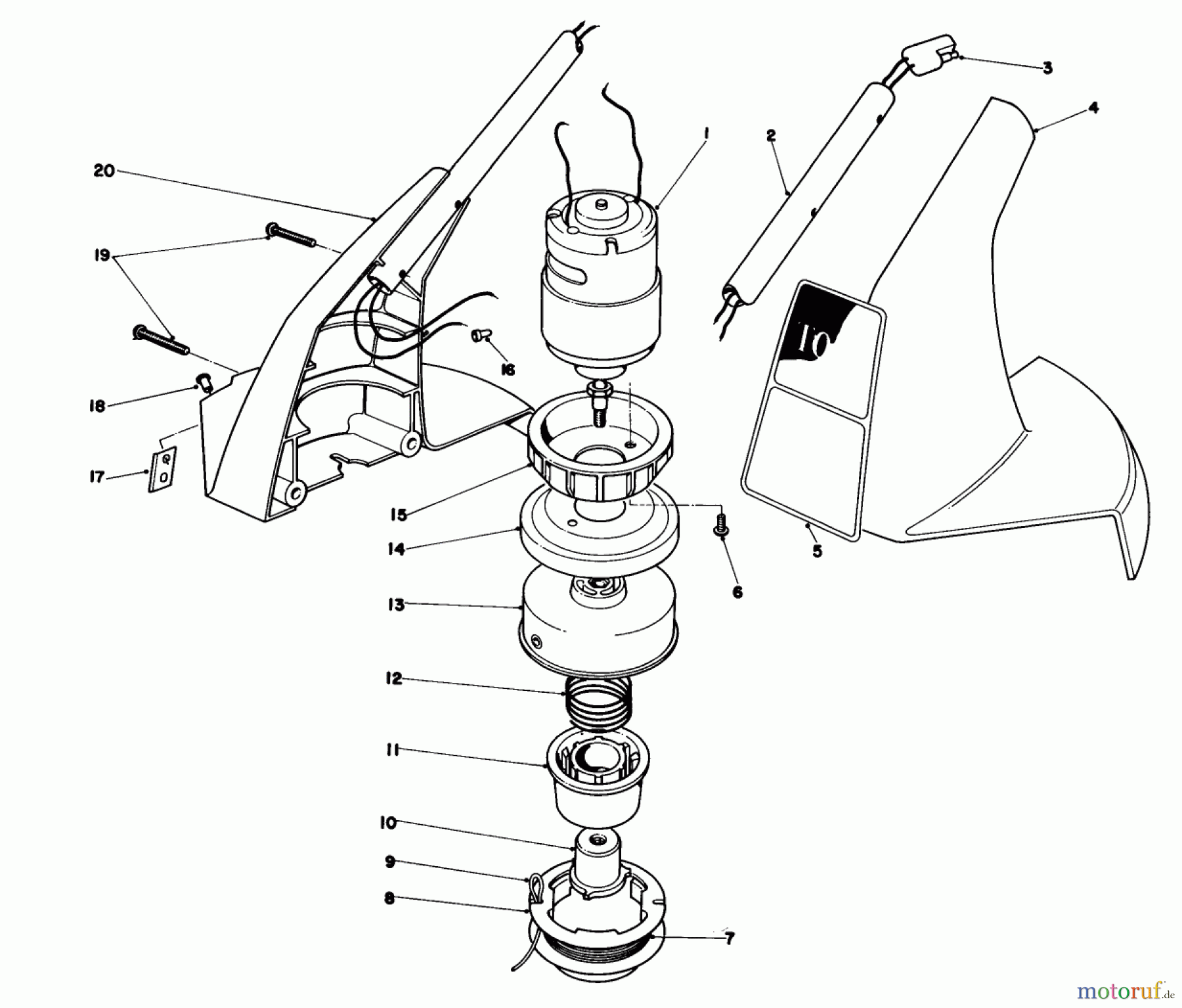  Toro Neu Trimmers, String/Brush 51512 - Toro Cordless Trimmer, 1985 (5000001-5999999) MOTOR HOUSING ASSEMBLY