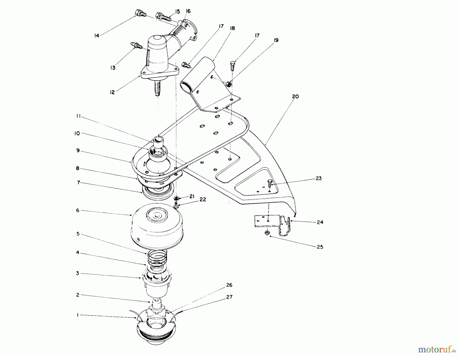  Toro Neu Trimmers, String/Brush 51655 (TC 3110) - Toro TC 3110 Gas Trimmer, 1990 (0000001-0999999) TRIMMER HEAD & GEAR BOX ASSEMBLY