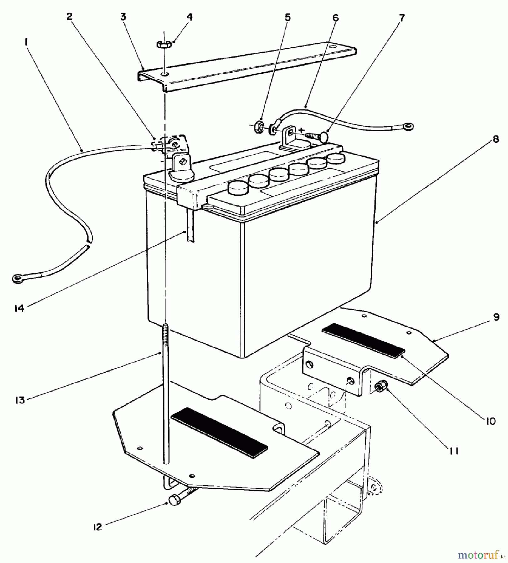  Rasenmäher Antrieb 30180 - Toro Mid-Size ProLine Traction Unit, Gear Drive, 16 hp (SN: 100001 - 199999) (1991) BATTERY ASSEMBLY