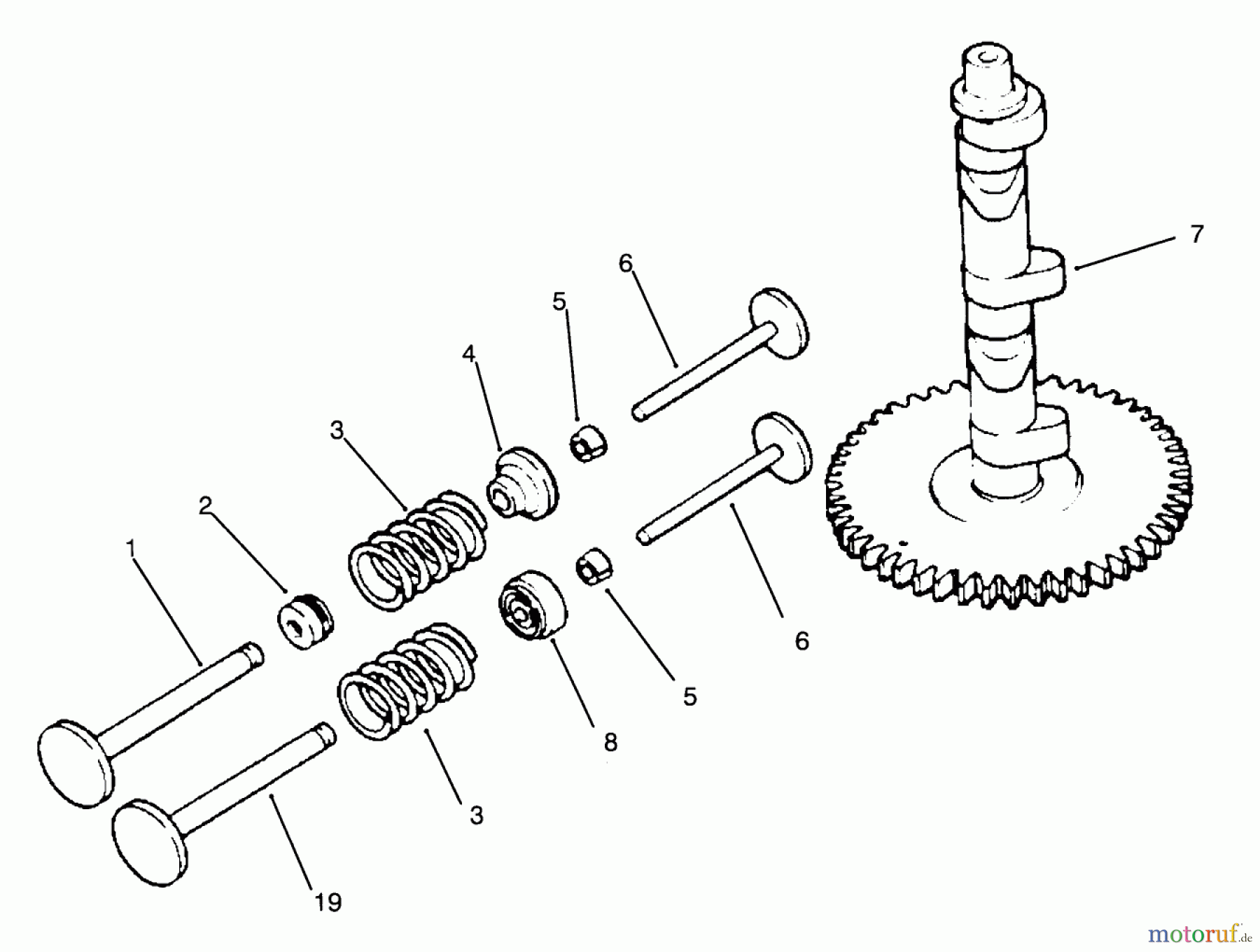  Rasenmäher Antrieb 30180 - Toro Mid-Size ProLine Traction Unit, Gear Drive, 16 hp (SN: 590001 - 599999) (1995) CAMSHAFT AND VALVES ENGINE KOHLER MODEL NO. MV16S-TYPE PS56519