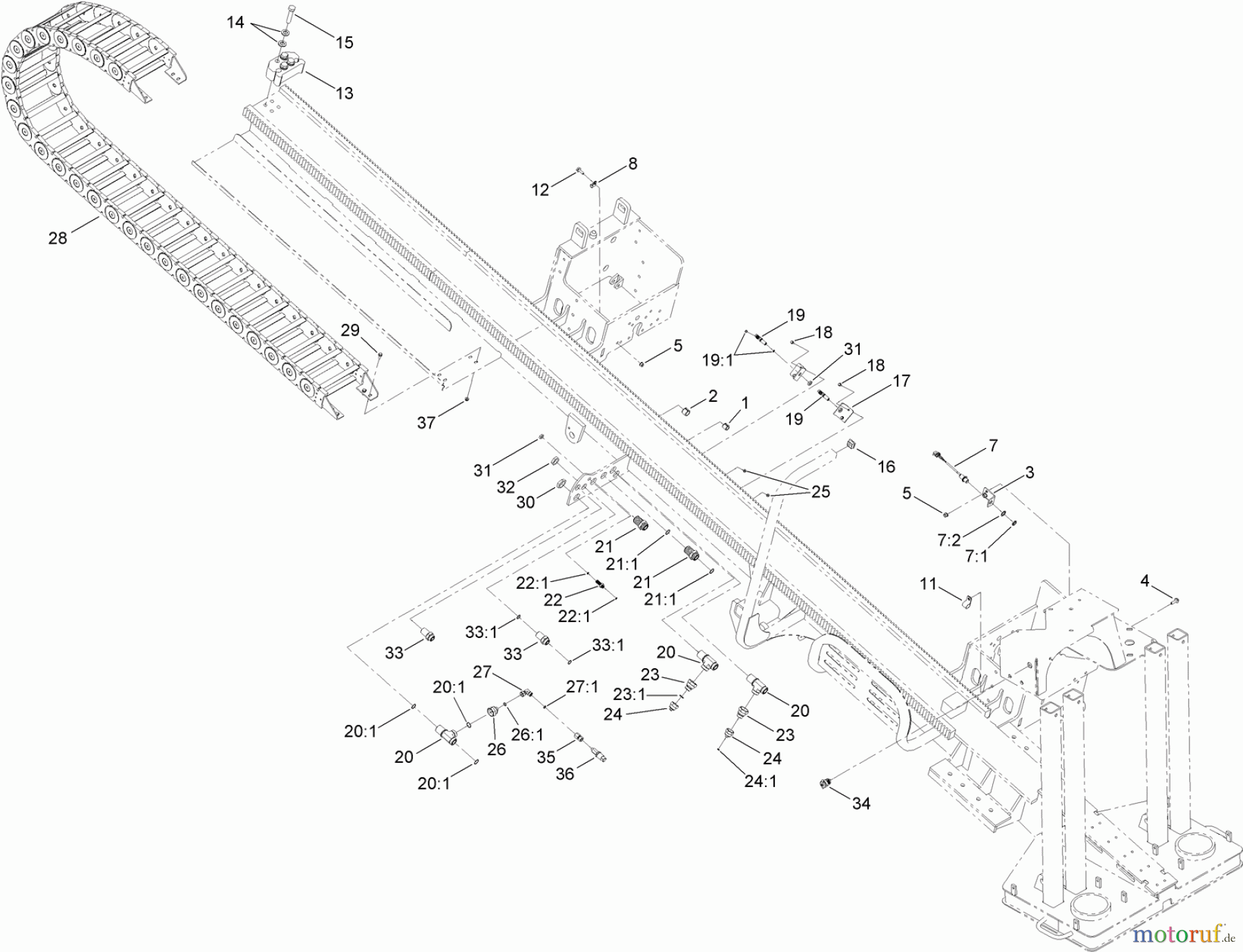  Zubehör 23823 - Toro 4045 Directional Drill with Cab (SN: 314000001 - 314999999) (2014) THRUST FRAME HOSE CARRIER ASSEMBLY