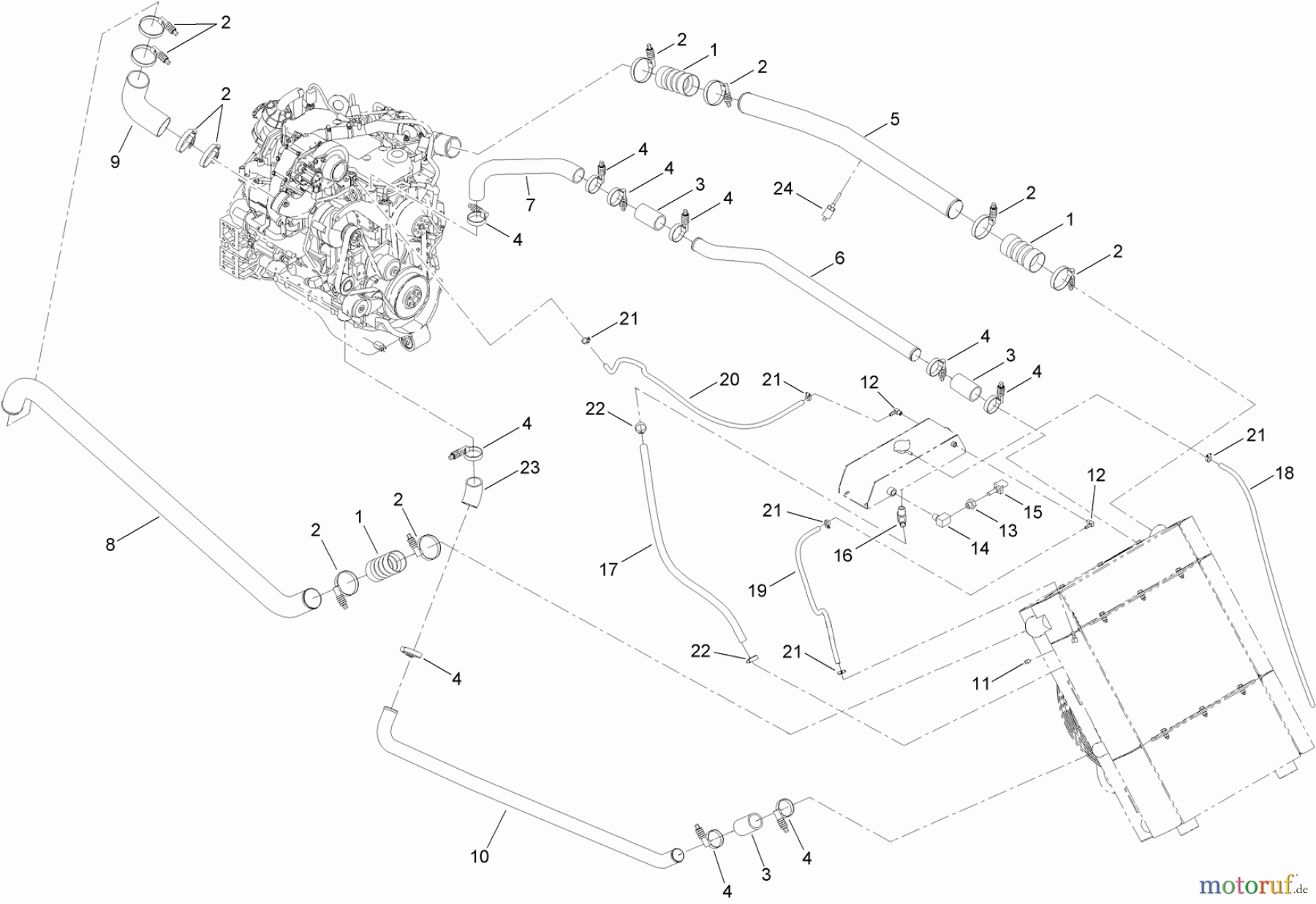  Zubehör 23825 - Toro 4045 Directional Drill (SN: 313000001 - 313999999) (2013) COOLING PACKAGE HOSE ASSEMBLY