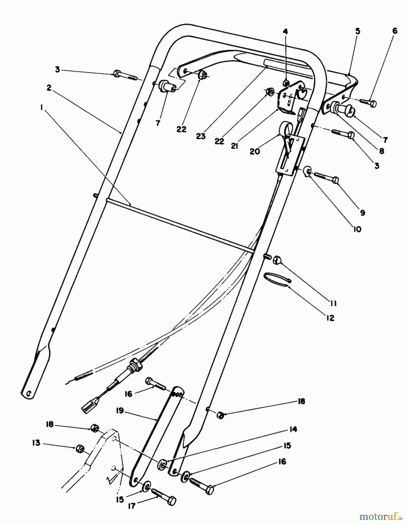  Rasenmäher 22035C - Toro Walk-Behind Mower (SN: 9000001 - 9999999) (1989) HANDLE ASSEMBLY