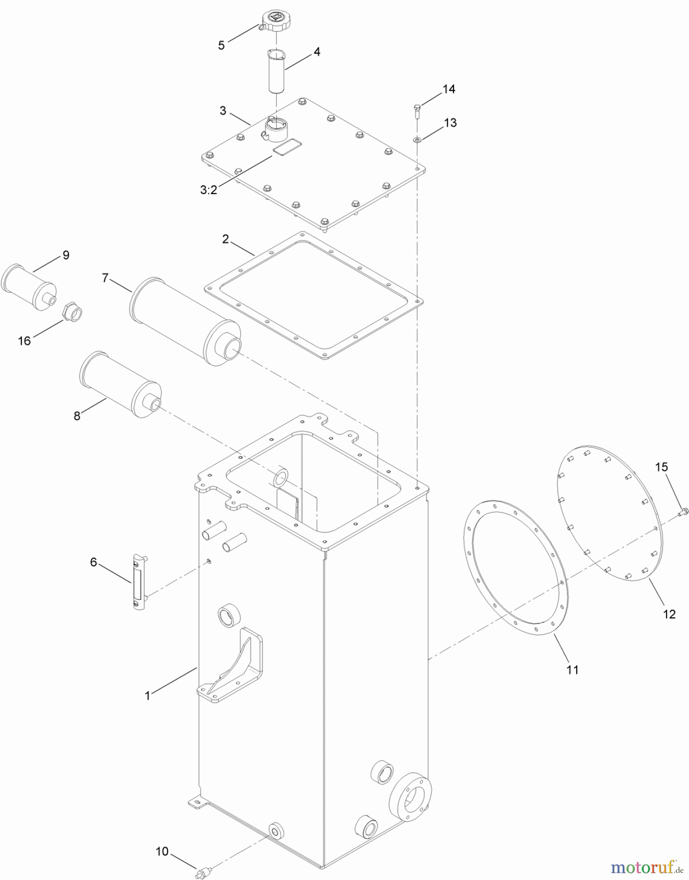  Zubehör 23825 - Toro 4045 Directional Drill (SN: 314000001 - 314999999) (2014) HYDRAULIC TANK ASSEMBLY NO. AU116143