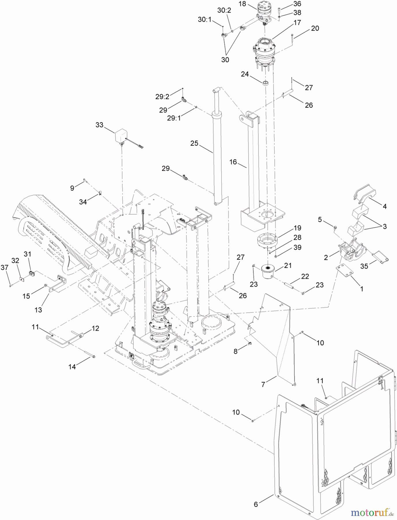  Zubehör 23825 - Toro 4045 Directional Drill (SN: 314000001 - 314999999) (2014) PLANETARY, ROD GUIDE AND STAKEDOWN CAGE ASSEMBLY