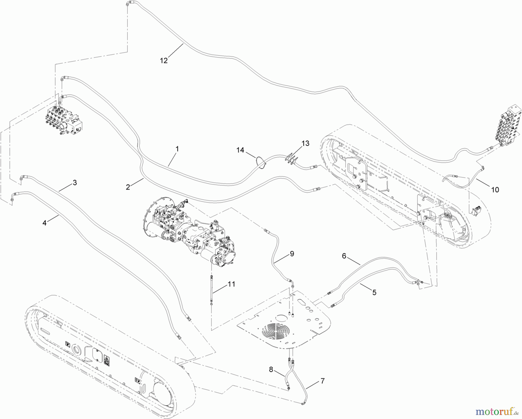  Zubehör 23825 - Toro 4045 Directional Drill (SN: 314000001 - 314999999) (2014) TRACK POD HYDRAULIC PLUMBING ASSEMBLY