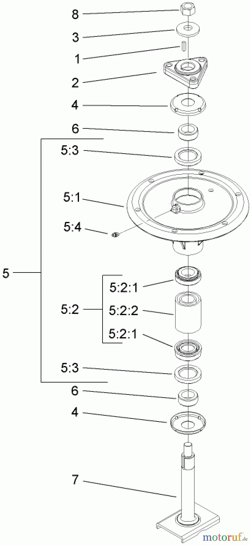 Zerto-Turn Mäher 74264TE (Z593-D) - Toro Z Master Mower, 132cm TURBO FORCE Side Discharge Deck (SN: 270000001 - 270999999) (2007) SPINDLE ASSEMBLY NO. 108-7713