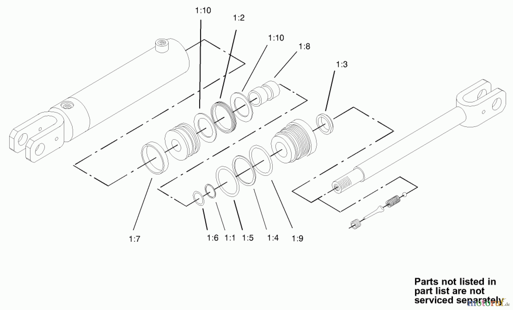  Compact Utility Loaders 22303 - Toro Dingo 320-D Compact Utility Loader (SN: 230000001 - 230999999) (2003) HYDRAULIC CYLINDER ASSEMBLY NO. 100-4163