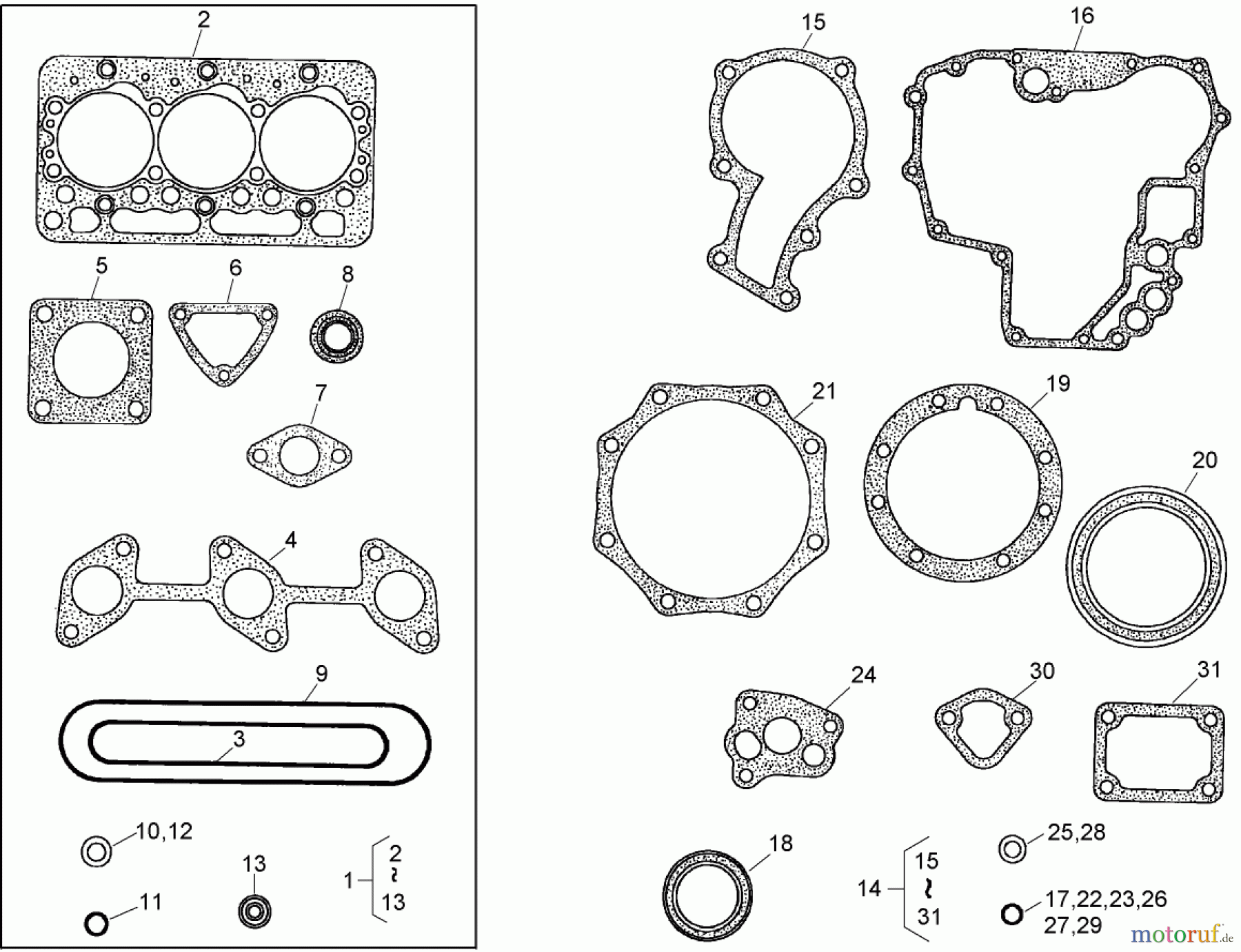 Zerto-Turn Mäher 74279TE (Z580-D) - Toro Z Master Mower, 52 Rear Discharge Deck (SN: 280000001 - 280999999) (2008) GASKET KIT