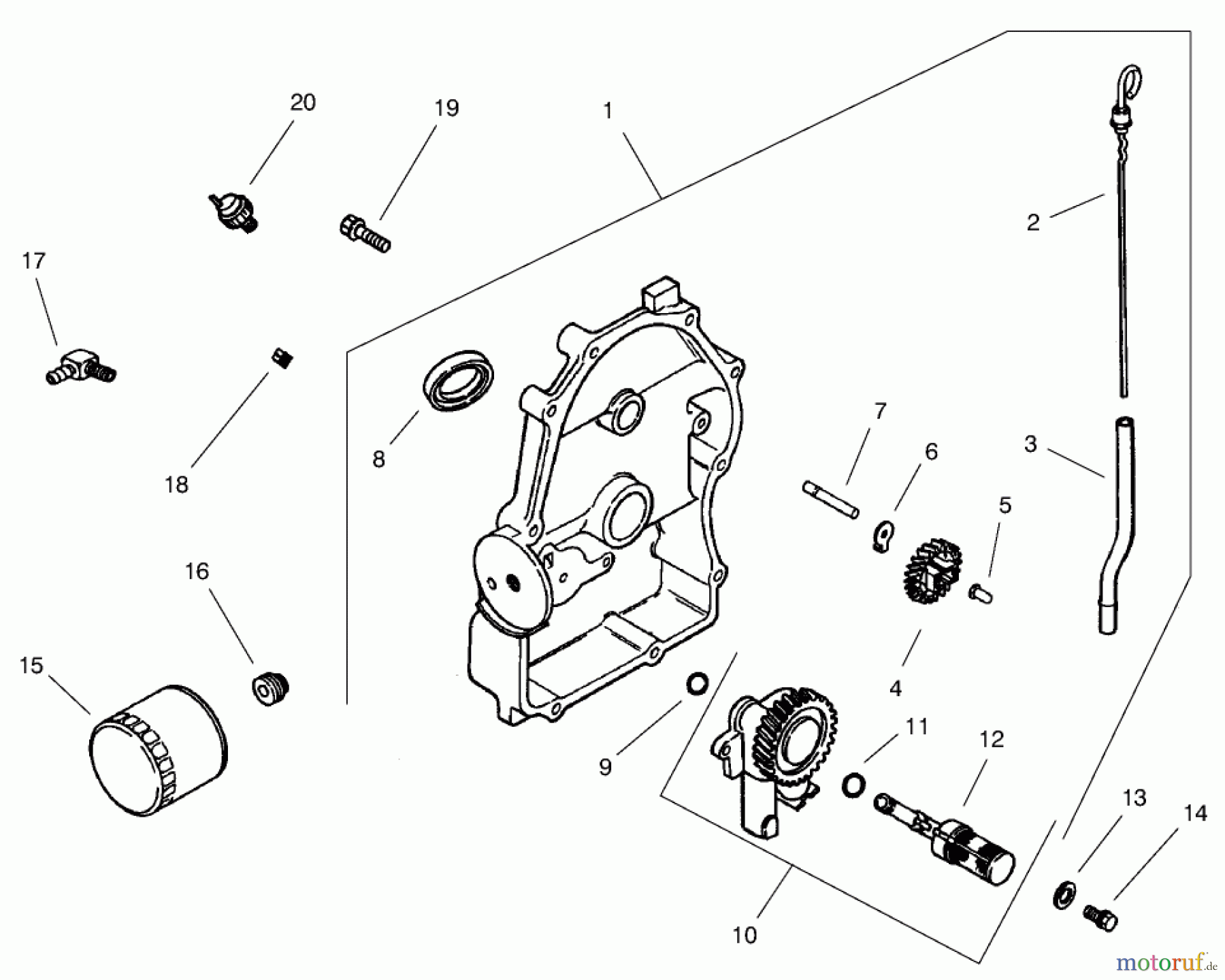  Compact Utility Loaders 22304 - Toro Dingo 222 Traction Unit (SN: 200000001 - 200999999) (2000) GROUP 3-OIL PAN/LUBRICATION