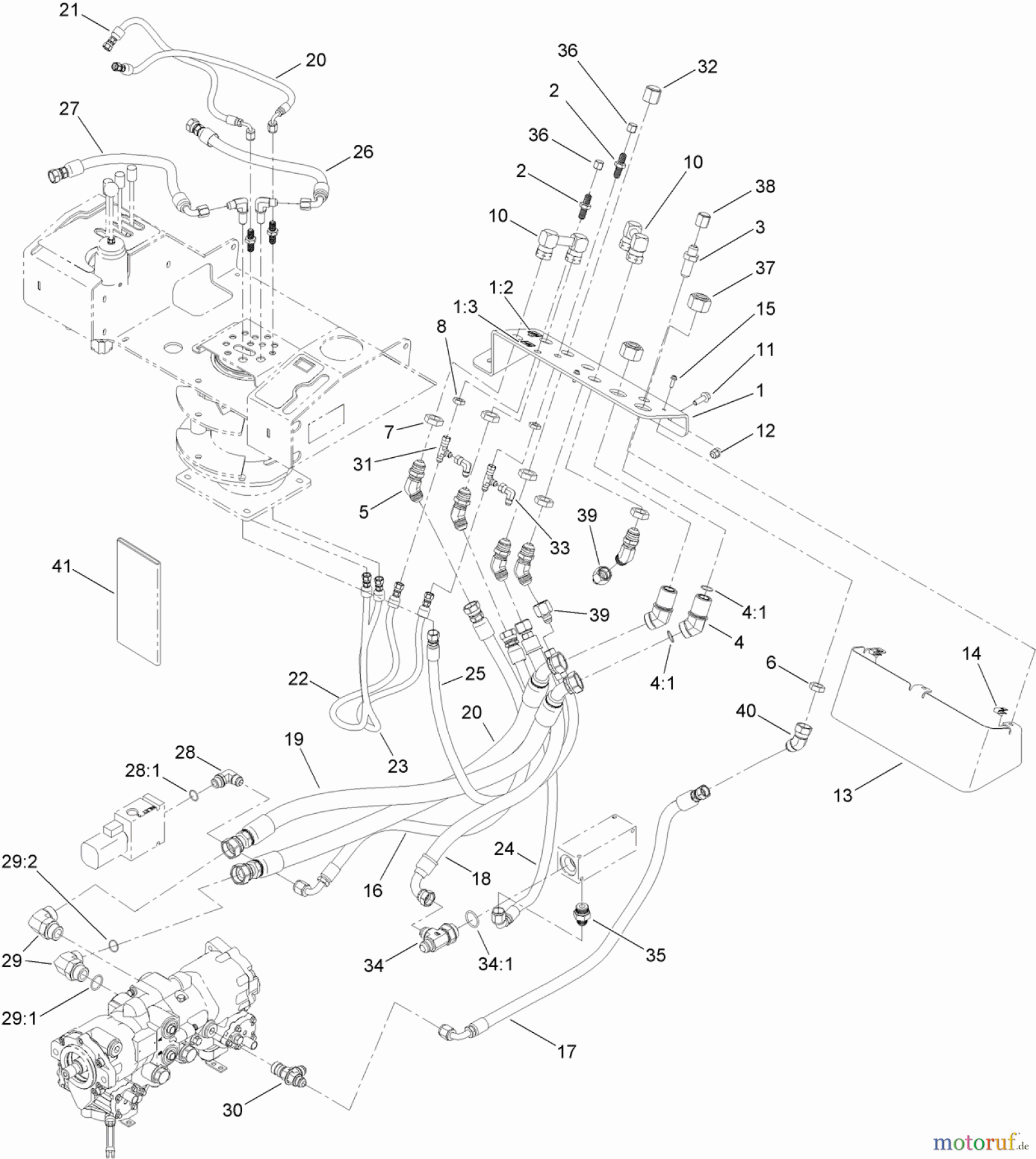  Zubehör 25430 - Toro RT600 Traction Unit (SN: 314000001 - 314999999) (2014) BULKHEAD AND HOSE MOUNTING ASSEMBLY