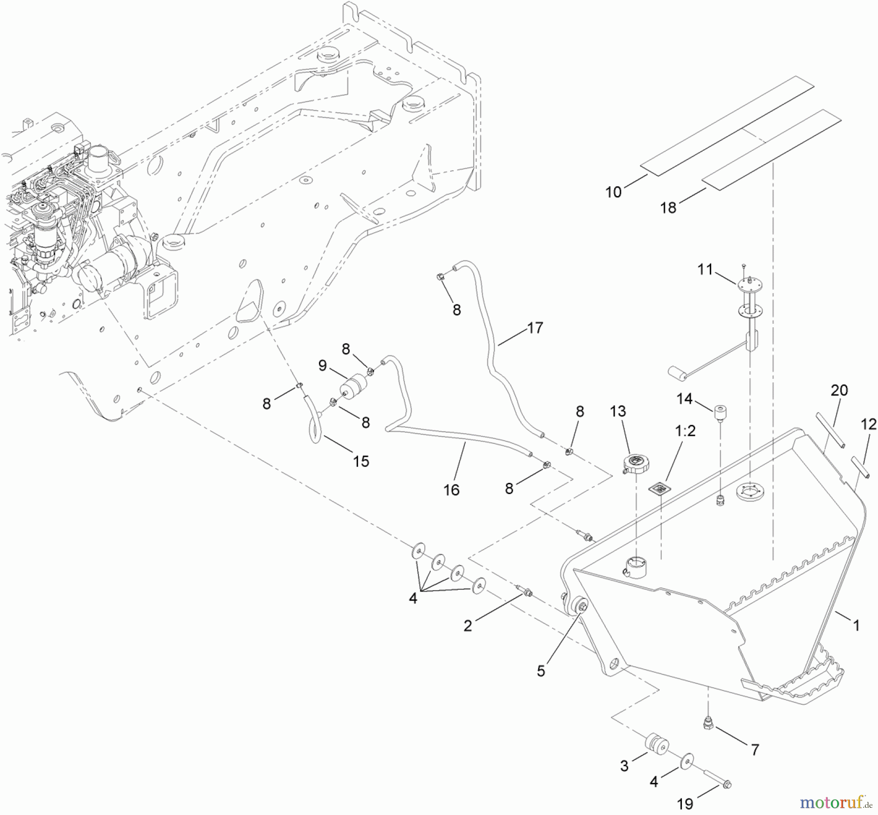  Zubehör 25430 - Toro RT600 Traction Unit (SN: 314000001 - 314999999) (2014) FUEL TANK ASSEMBLY