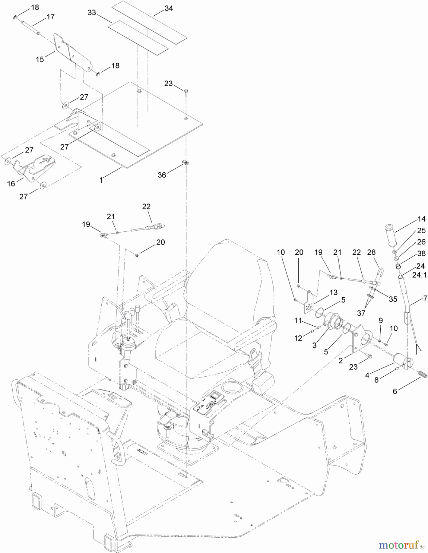  Zubehör 25430 - Toro RT600 Traction Unit (SN: 314000001 - 314999999) (2014) GROUND DRIVE CONTROL ASSEMBLY
