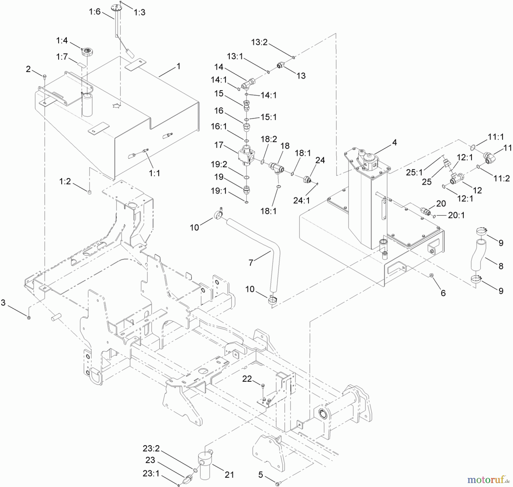  Zubehör 23800 - Toro 2024 Directional Drill (SN: 313000001 - 313999999) (2013) FUEL TANK AND HYDRAULIC TANK ASSEMBLY