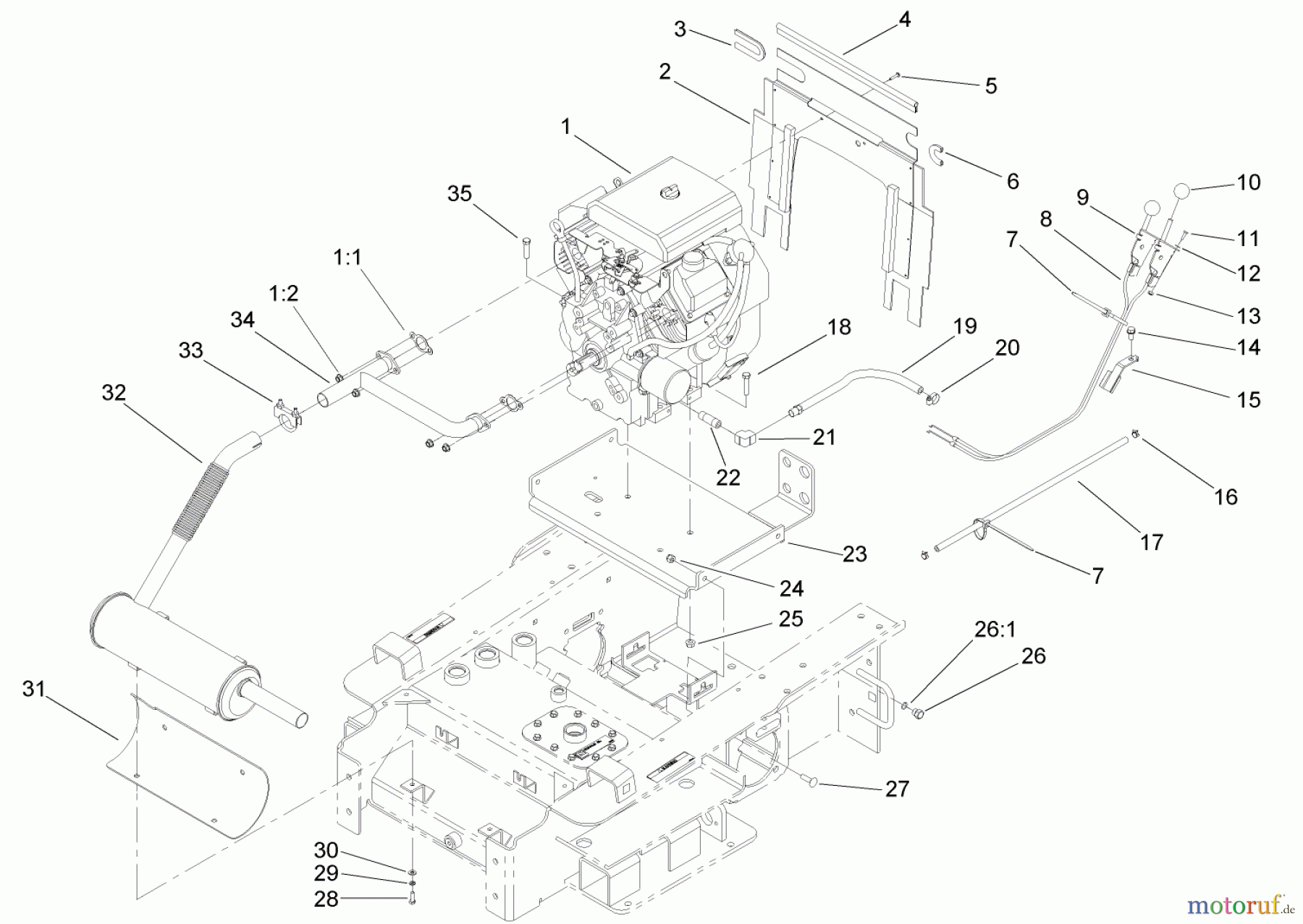  Compact Utility Loaders 22306 - Toro Dingo TX 420 Compact Utility Loader (SN: 250000401 - 250999999) (2005) ENGINE AND MOUNT ASSEMBLY