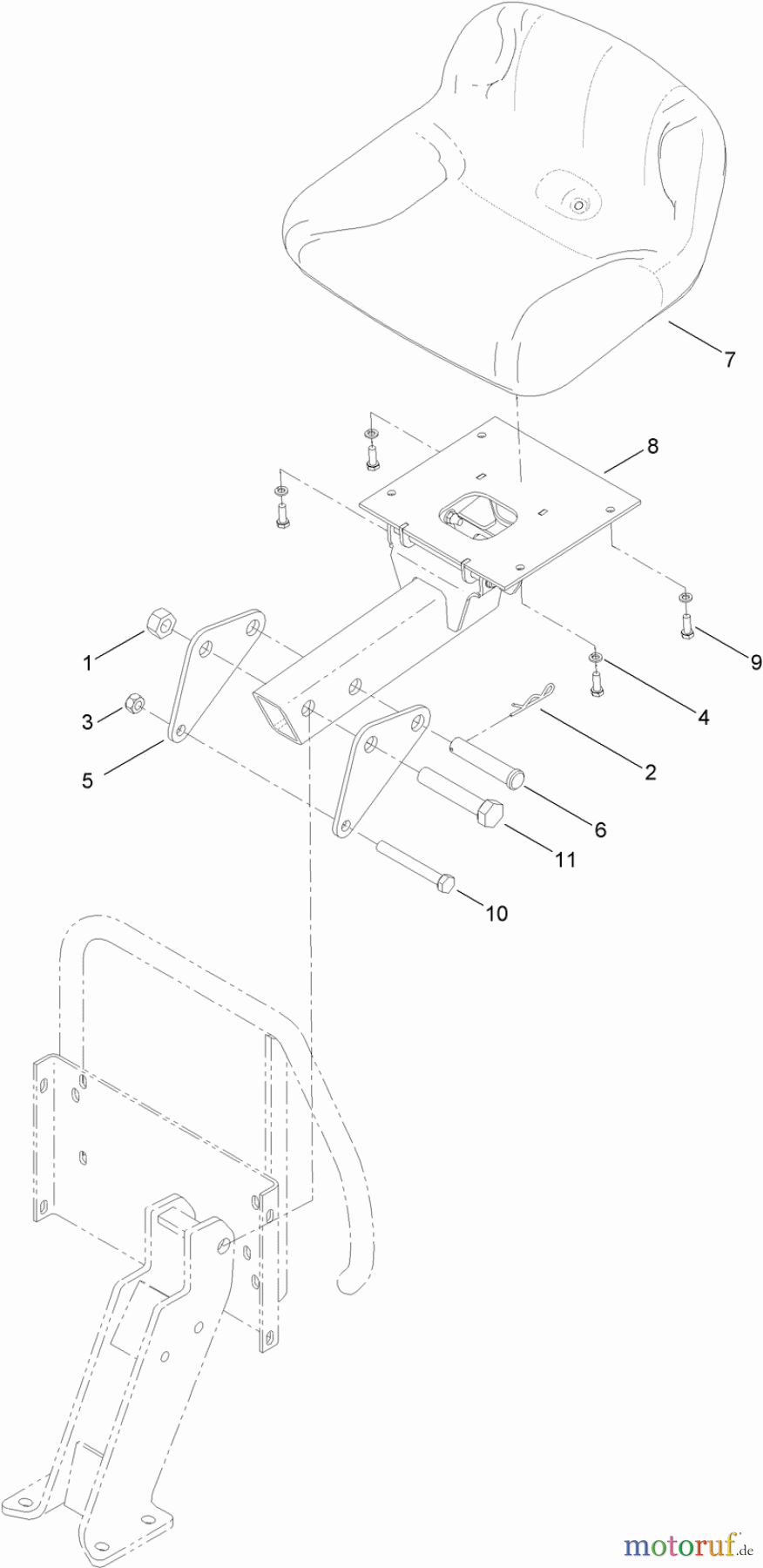  Zubehör 25432E - Toro Heavy Duty Backhoe 125, RT600 Traction Unit (SN: 313000001 - 313999999) (2013) SEAT AND POST ASSEMBLY
