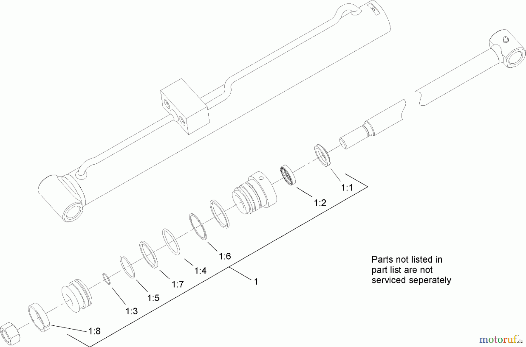  Compact Utility Loaders 22307 - Toro Dingo TX 425 Wide Track Compact Utility Loader (SN: 250000401 - 250999999) (2005) RIGHT HAND HYDRAULIC LIFT CYLINDER ASSEMBLY NO. 104-6269