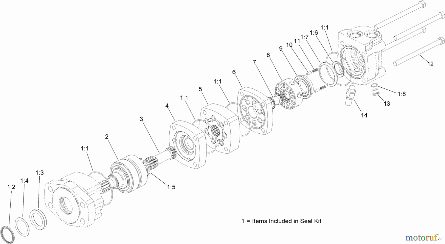  Zubehör 23800 - Toro 2024 Directional Drill (SN: 313000001 - 313999999) (2013) HYDRAULIC MOTOR ASSEMBLY NO. AU8HM24061