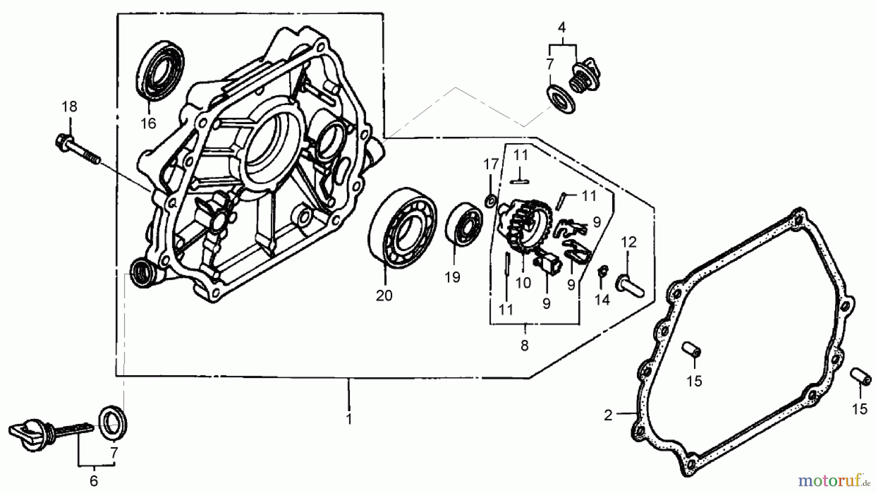 Compact Utility Loaders 22308 - Toro Dingo TX 413 Compact Utility Loader (SN: 260000001 - 260999999) (2006) CRANKCASE COVER ASSEMBLY HONDA GX390K1QNE2