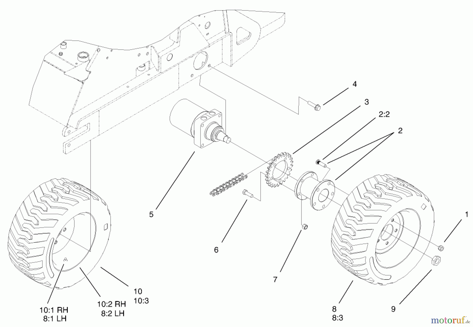  Compact Utility Loaders 22311 - Toro Dingo 220 Compact Utility Loader (SN: 240000001 - 240000200) (2004) REAR WHEEL ASSEMBLY
