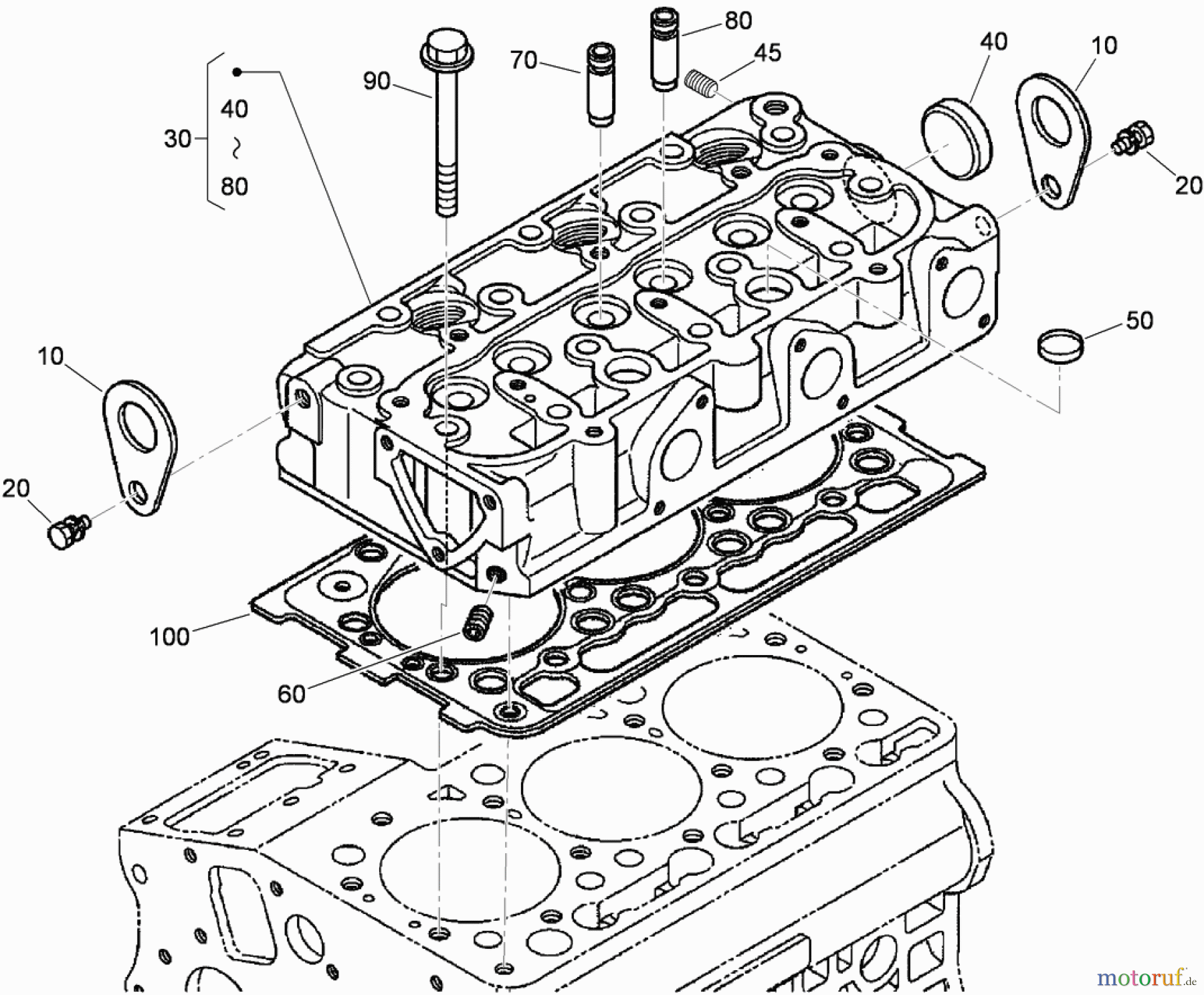 Compact Utility Loaders 22319 - Toro Dingo TX 525 Compact Utility Loader (SN: 280000301 - 280999999) (2008) CYLINDER HEAD ASSEMBLY