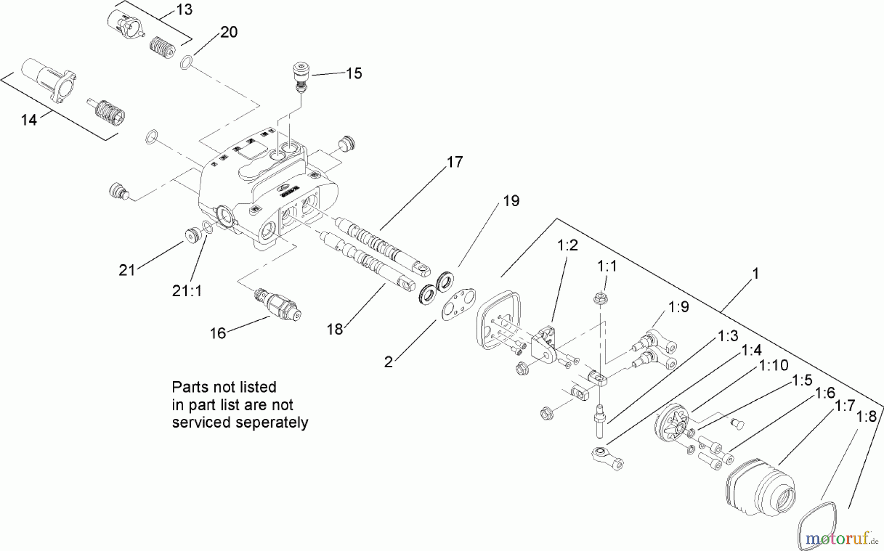  Compact Utility Loaders 22320 - Toro Dingo TX 525 Wide Track Compact Utility Loader (SN: 270000001 - 270000400) (2007) TWO SPOOL VALVE ASSEMBLY NO. 106-9307