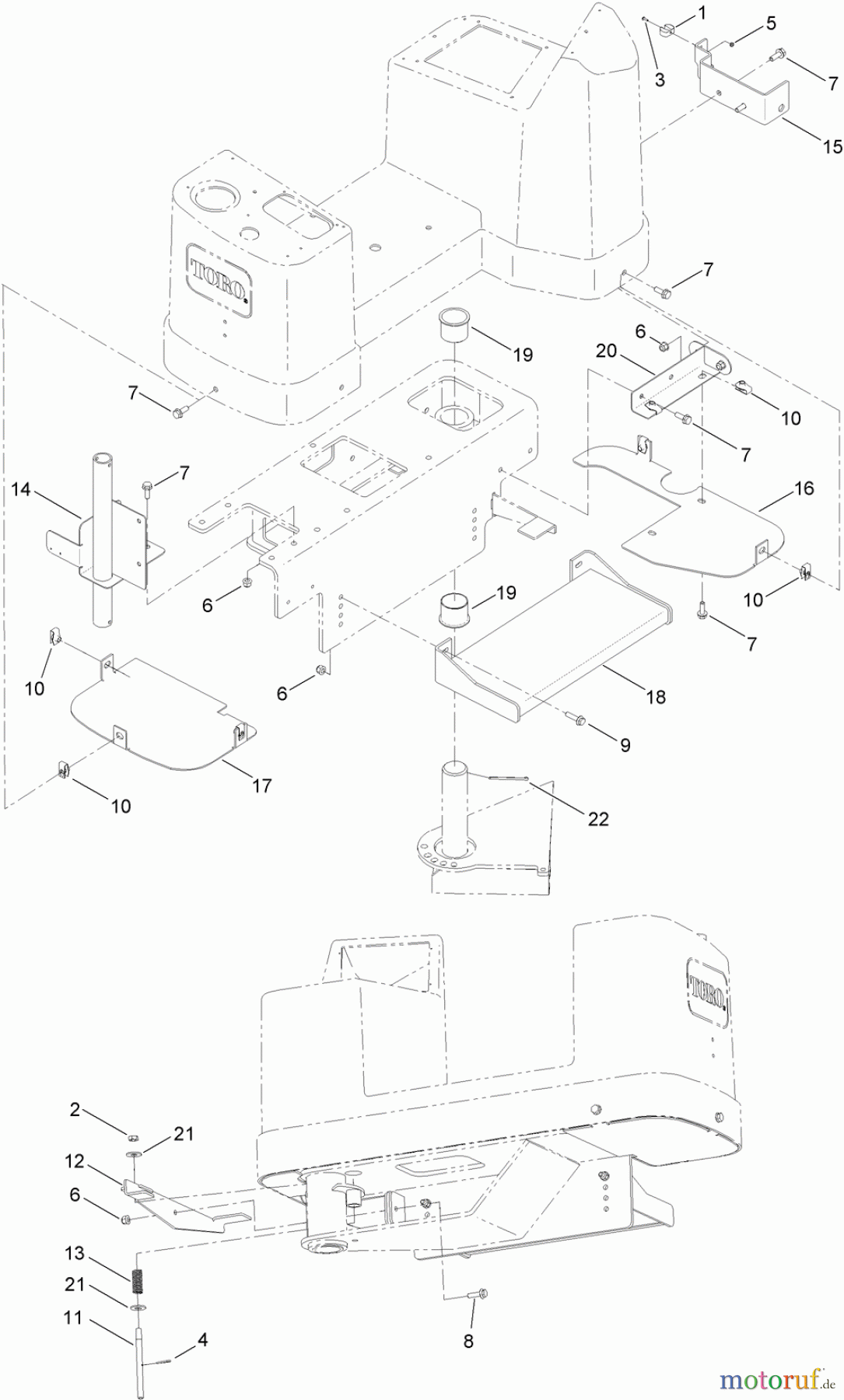  Zubehör 23800 - Toro 2024 Directional Drill (SN: 313000001 - 313999999) (2013) PLATFORM STEP, SPLASH GUARD AND UMBRELLA MOUNT ASSEMBLY