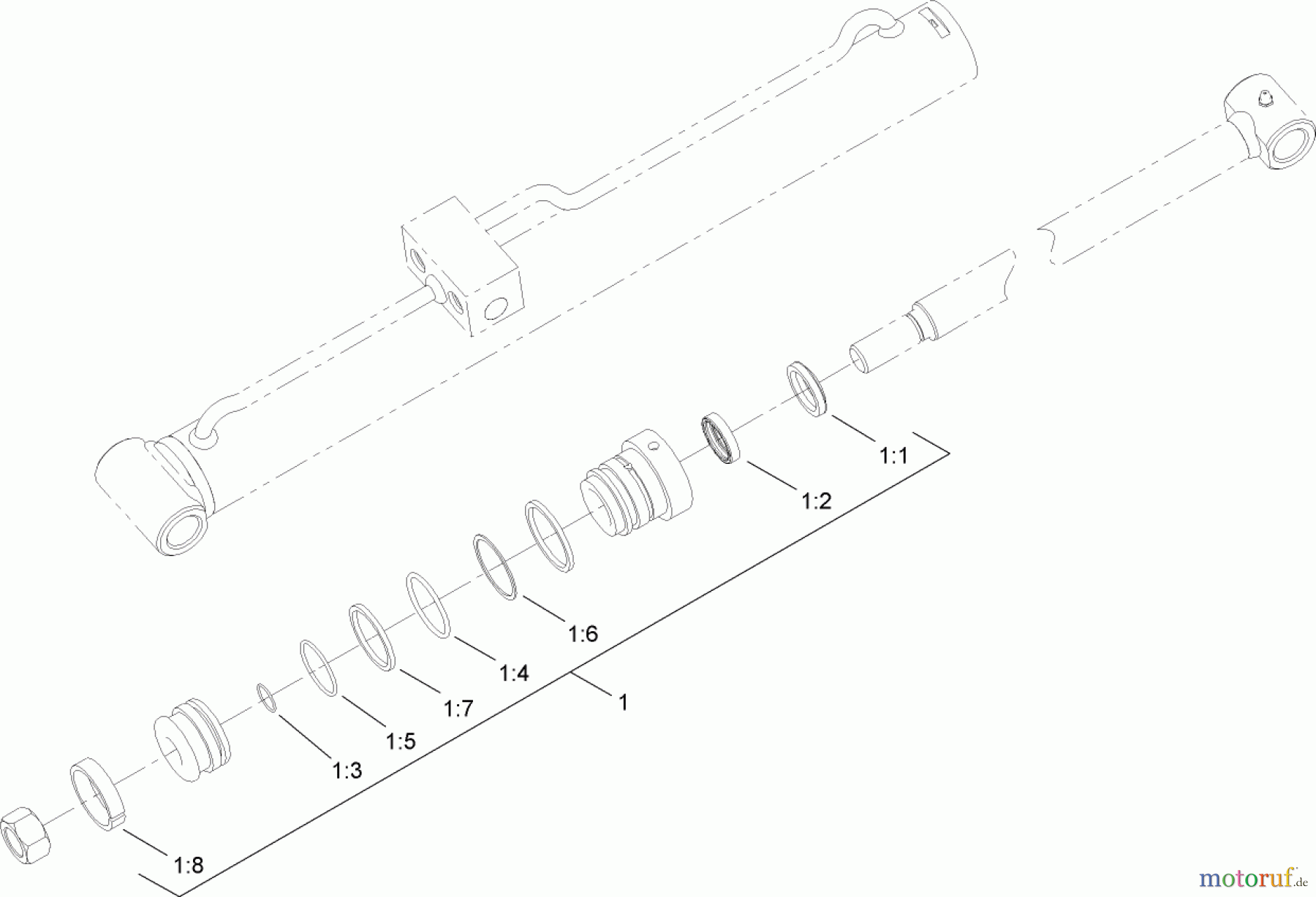  Compact Utility Loaders 22320 - Toro Dingo TX 525 Wide Track Compact Utility Loader (SN: 280000001 - 280000300) (2008) LEFT HAND HYDRAULIC LIFT CYLINDER ASSEMBLY NO. 104-6267